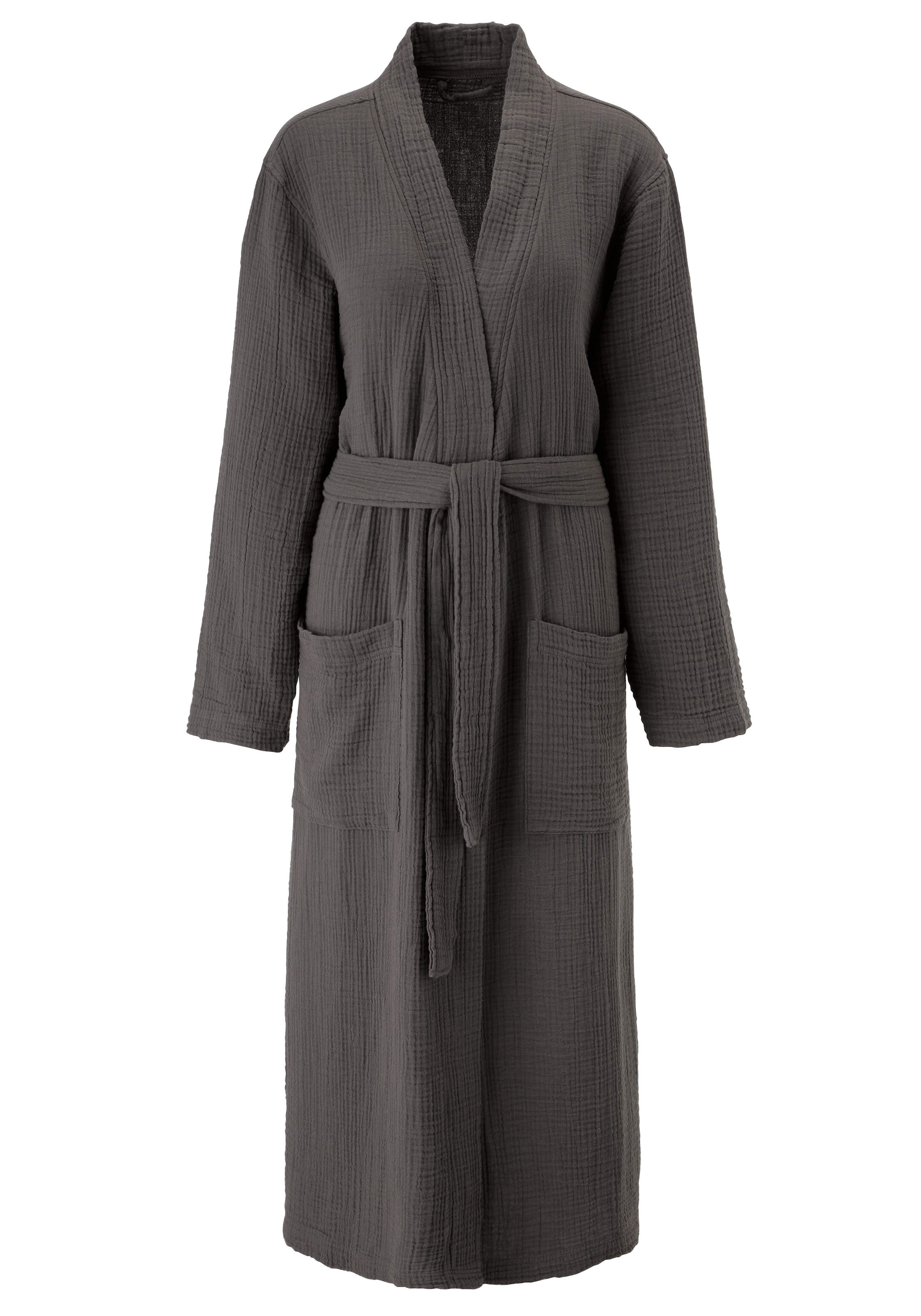 my home Bademantel »Juna Musselin, ideal für Sauna & Spa, Hotelbademantel, Morgenmantel« 1 Stk. modern, leichte Qualität, 100% Baumwolle