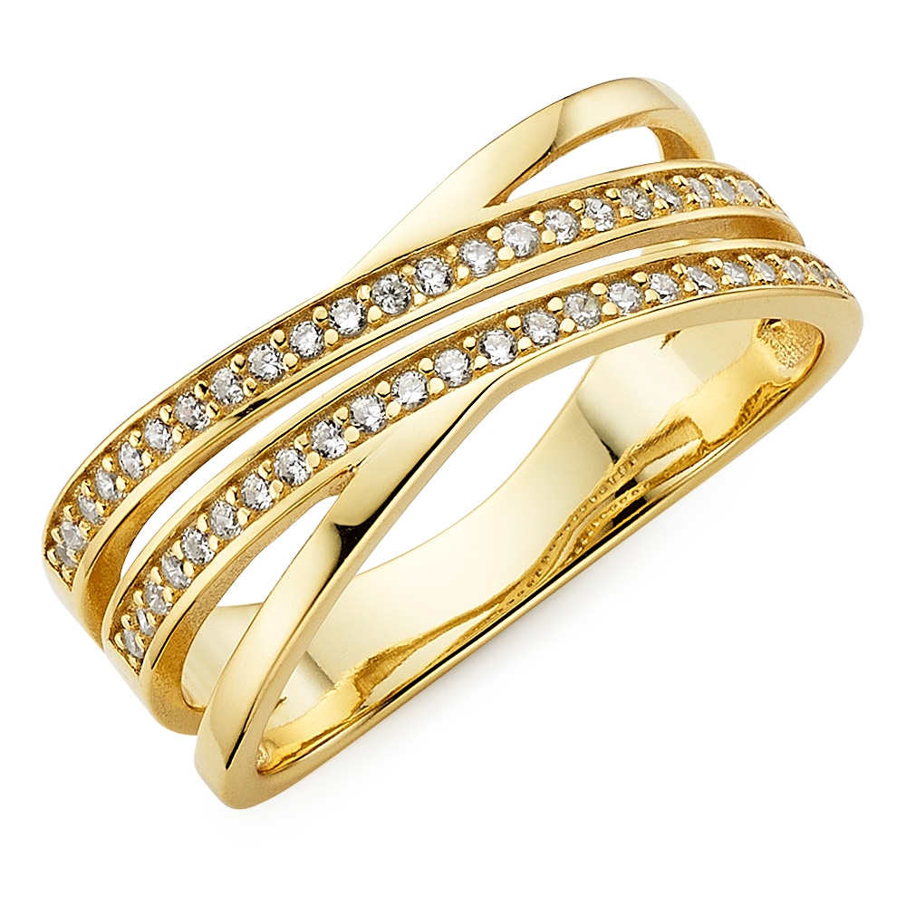 Fingerring "Schmuck Geschenk Silbering" Gr. 56, gelbgoldfarben, kristallweiß, ANISTON JEWELRY & WATCHES, Fingerringe, Damen, 56, Silber 925 (Sterlingsilber), 7,5mm, Fingerring, mit Zirkonia (synth.)