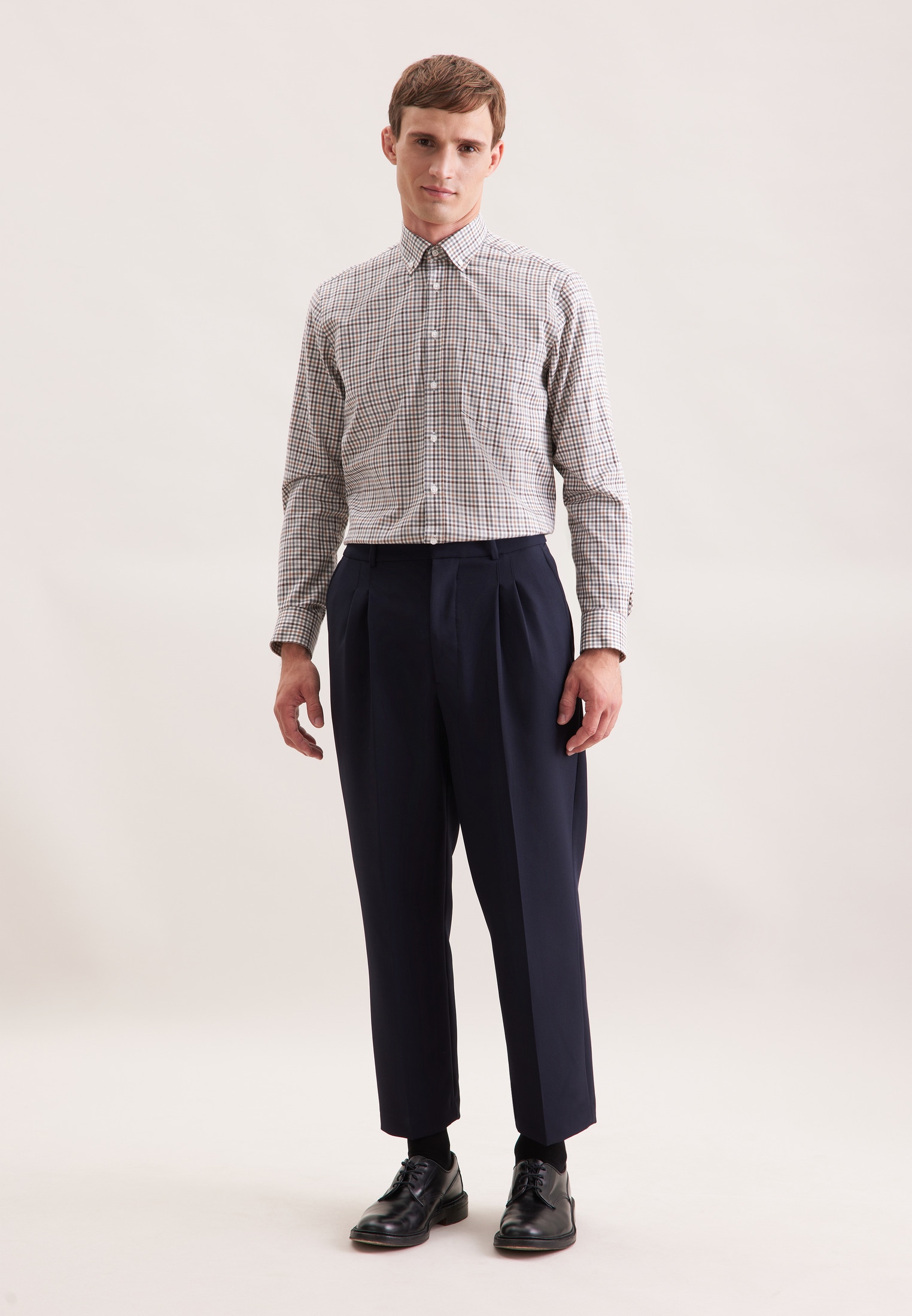 seidensticker Flanellhemd »Schwarze Rose«, Regular 1/1 Button-Down-Kragen Karo