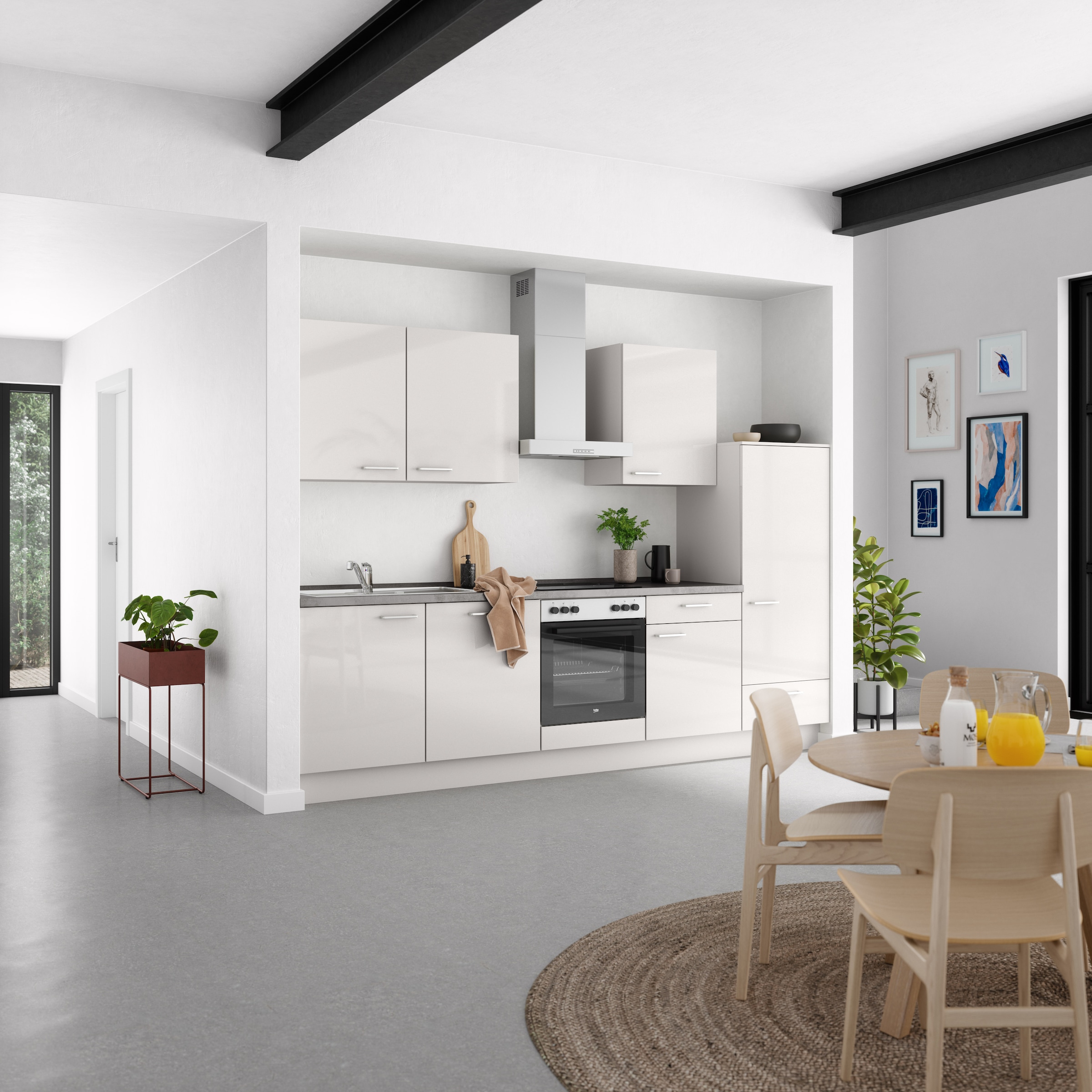 nobilia® Küchenzeile »"Flash I", NEU: individuell anpassbar mit gratis Profi-Beratung« vormontiert, Breite 300 cm, Ausrichtung wählbar, wahlw. mit E-Geräten
