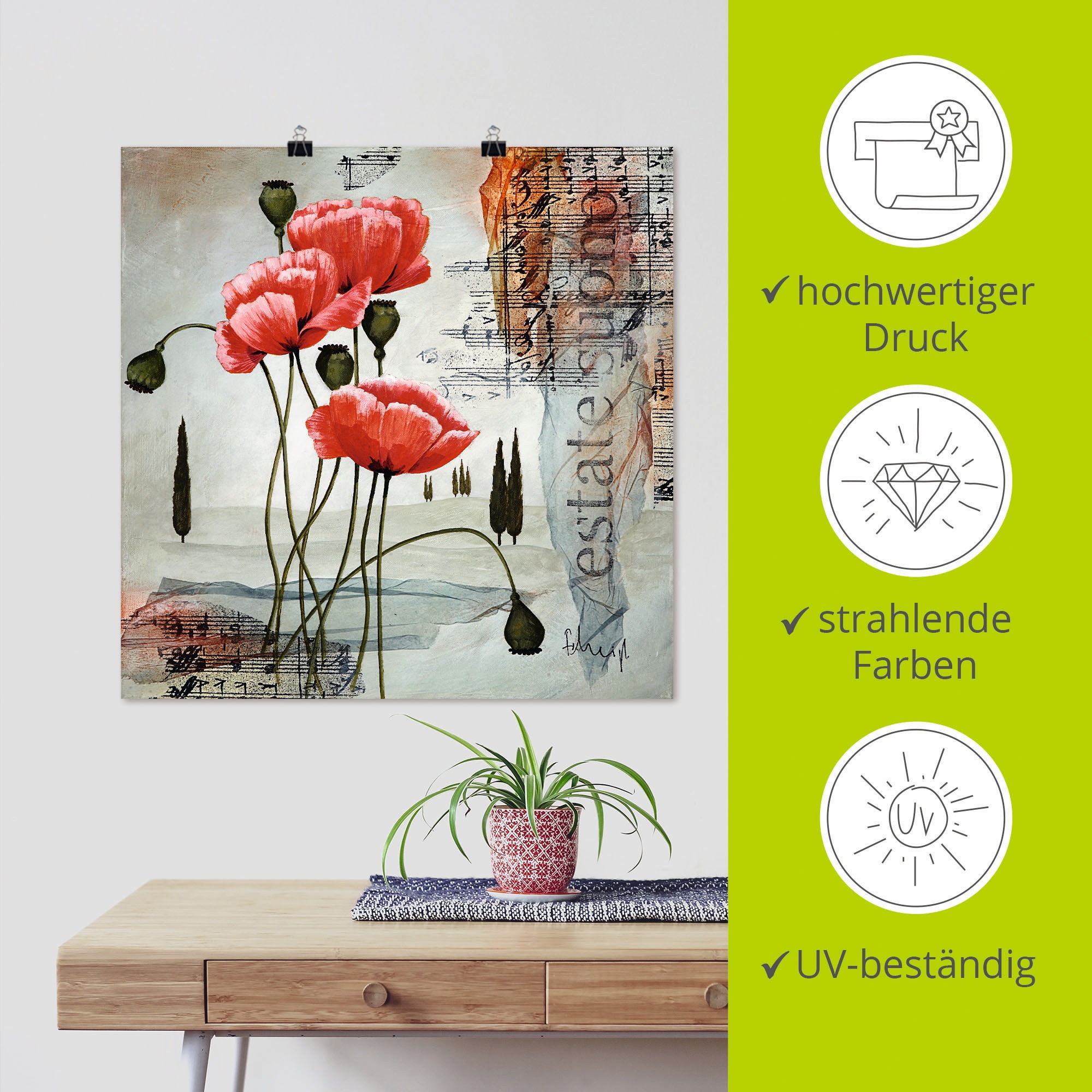 Artland »Klatschmohn« Blumen 1 Stk. tlg. als Leinwandbild, Poster in verschied. Größen