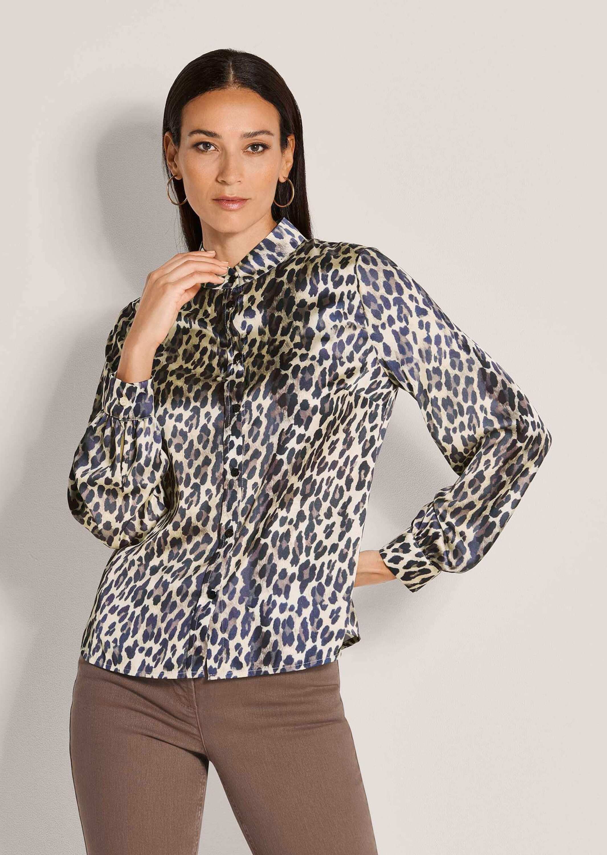 MADELEINE Langarmbluse »Bluse Viskosebluse mit Leopardenmuster«