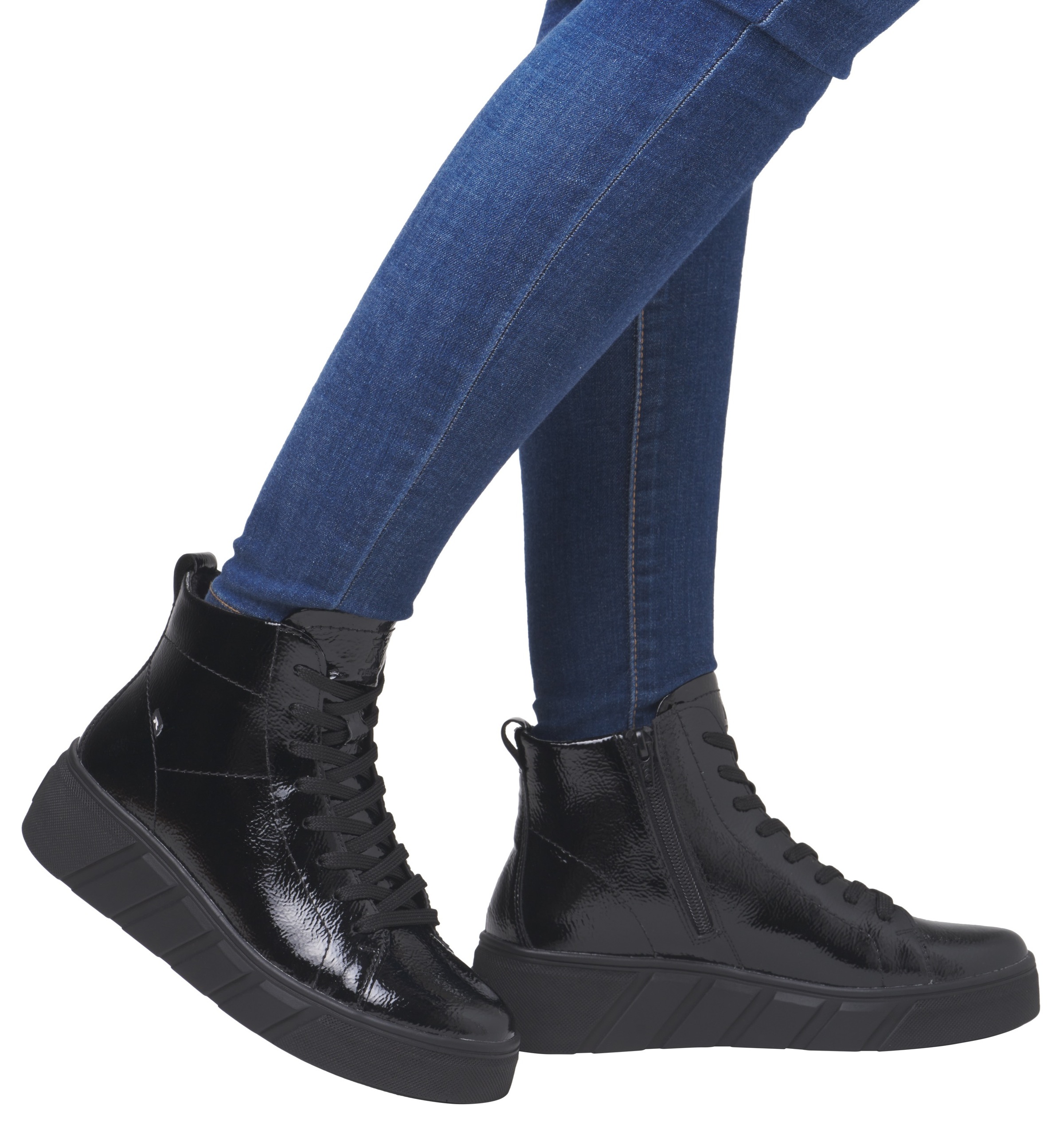 Rieker EVOLUTION Schnürboots, Freizeitschuh, High Top Sneaker, Plateausneaker mit Reißverschluss