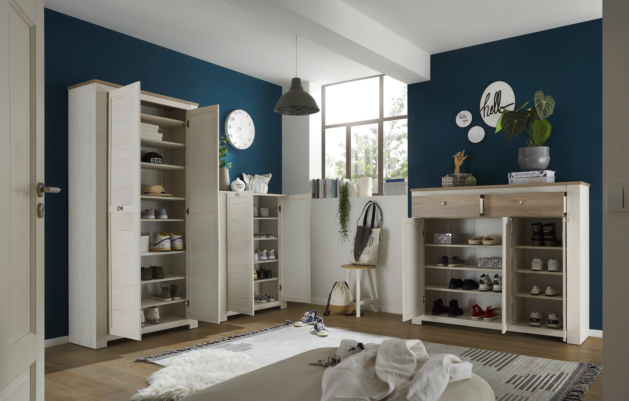 HBZ Schuhschrank »Brixen im Landhaustil, BxHxT 98x195x38 cm«, (1 St.), Schuhschrank mit 4 Türen, 1 Schubkasten, 6 Einlegeböden