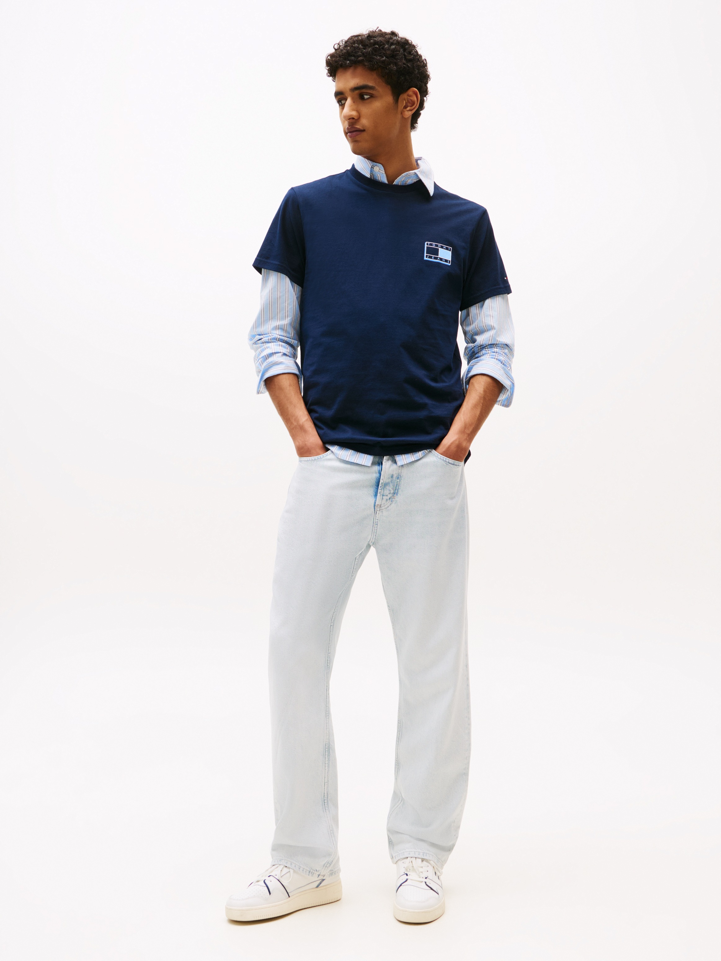 Tommy Jeans T-Shirt "TJM SLIM POP COLOR FLAG TEE EXT", Mit Rundhalsausschni günstig online kaufen