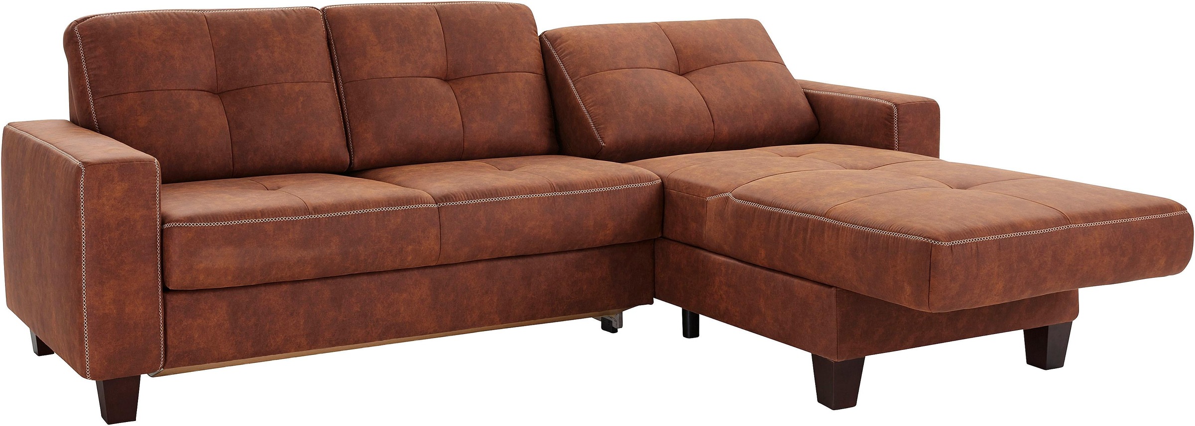 Places of Style Ecksofa »Varese L-Form«, Kreuznaht in beige
