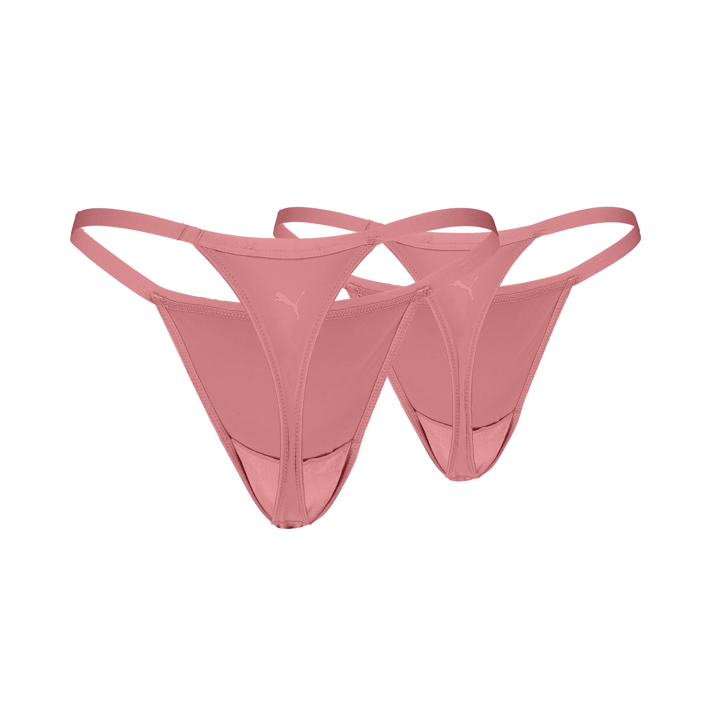 PUMA String »PUMA WOMEN MICROFIBER TANGA STRINGS« 2er Pack,  mit elastischem Bund, Logodruck hinten, Mid-Rise Design