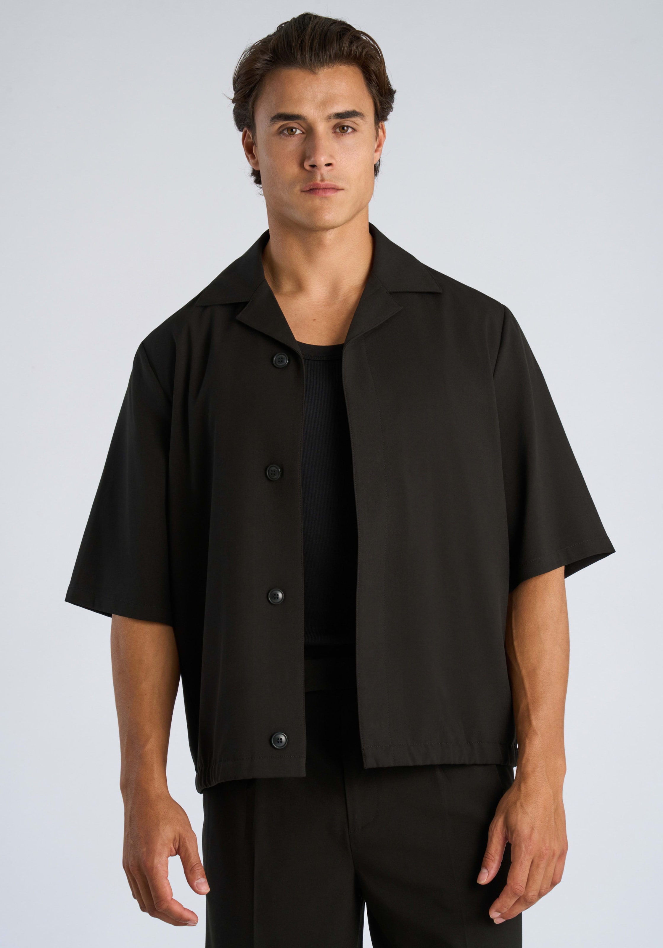 LINDBERGH Blusenjacke ohne Kapuze Halbarm, mit Knopfleiste und Viskose günstig online kaufen