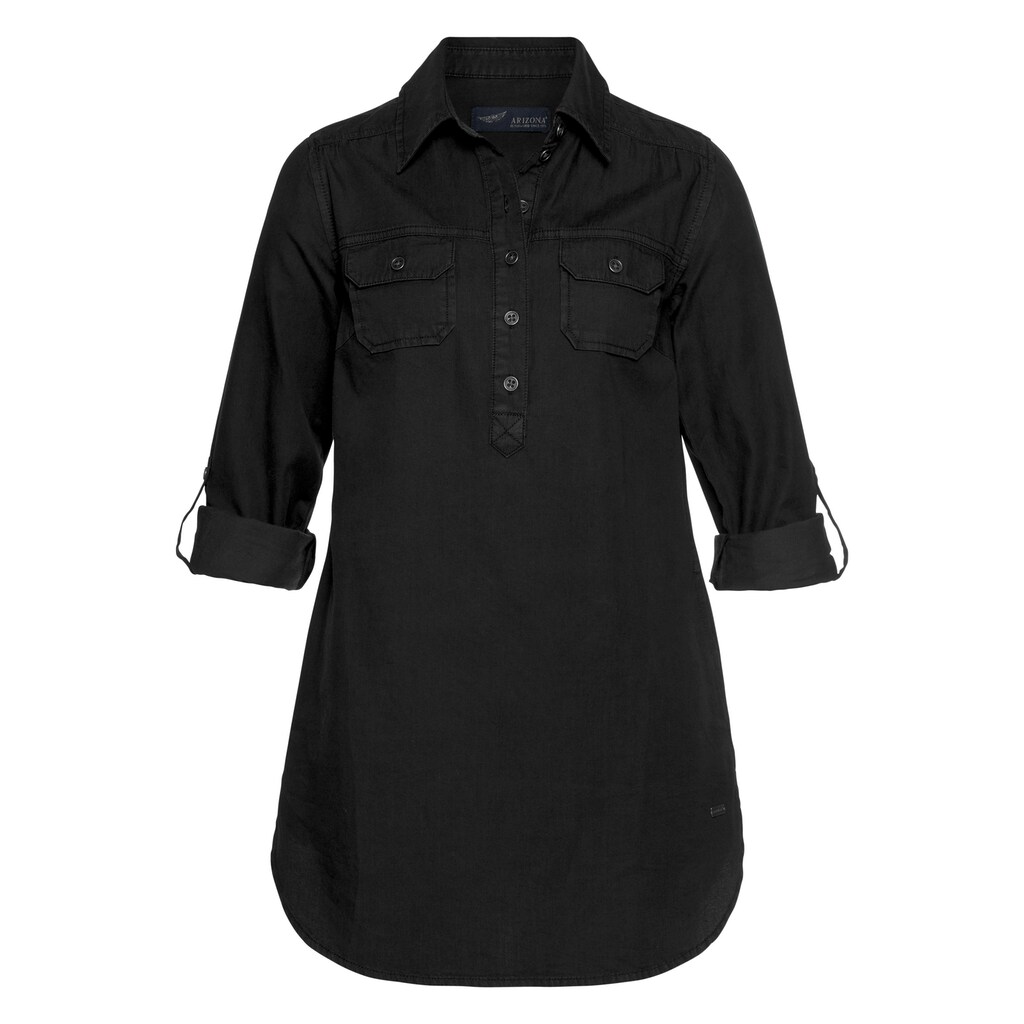 Damenmode Blusen Arizona Jeansbluse »Krempelärmel mit Riegel«, im Tunikastil black-washed Damenmode Blusen Arizona Jeansbluse »Krempelärmel mit Riegel«, im Tunikastil black-washed