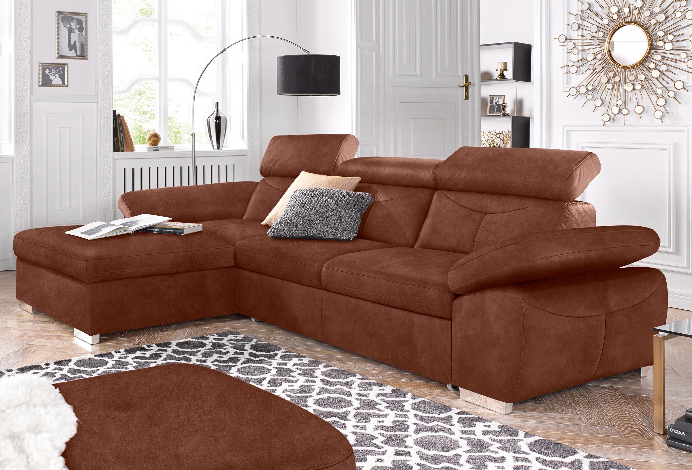 exxpo - sofa fashion Ecksofa »Spring, super bequem, mit Armteil- und Kopfteilfunktion, OTTOs Choice«, L-Form, wahlweise mit Bettfunktion und Bettkasten