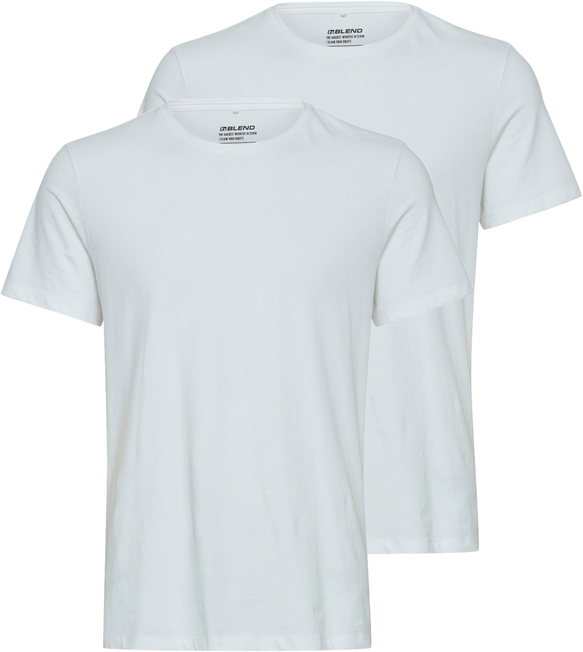 Blend T-Shirt Packung, 2 Stk. mit Rundhalsausschnitt, im Basic-Stil, aus Baumwollmischung