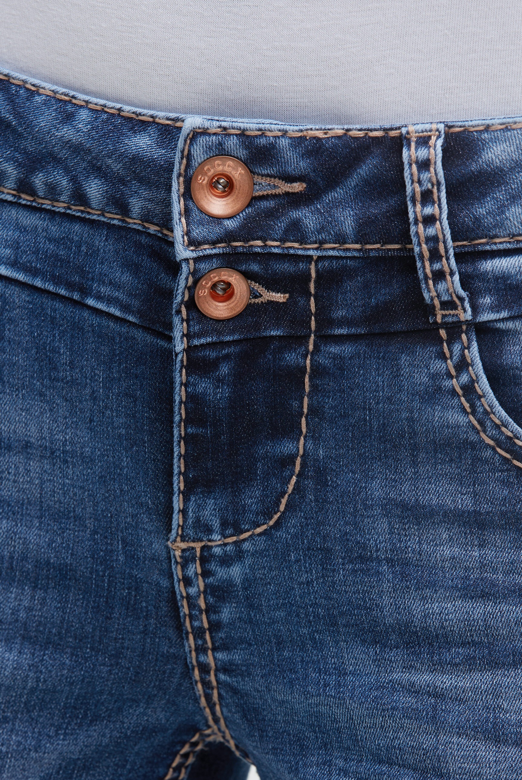SOCCX Slim-fit-Jeans mit verkürztem Bein