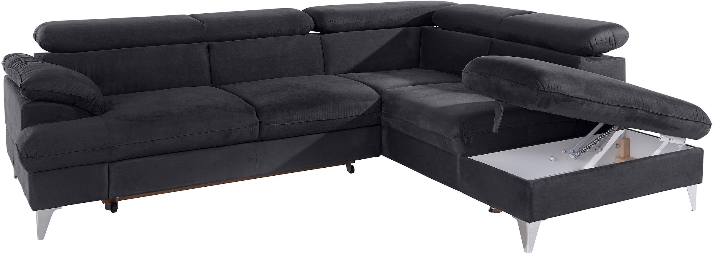 COTTA Polstergarnitur »Caluso L-Form«, Set bestehend aus: Ecksofa mit Kopfteilverstellung & Hocker