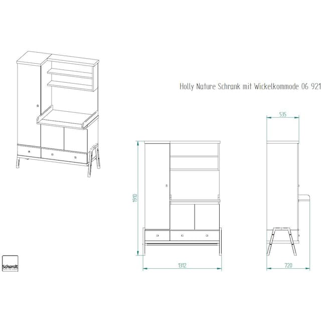 Schardt Kinderkleiderschrank »Holly Nature«, mit Wickelkommode inkl. Umbaukit  zur Sitzbank; Made in Germany | BAUR