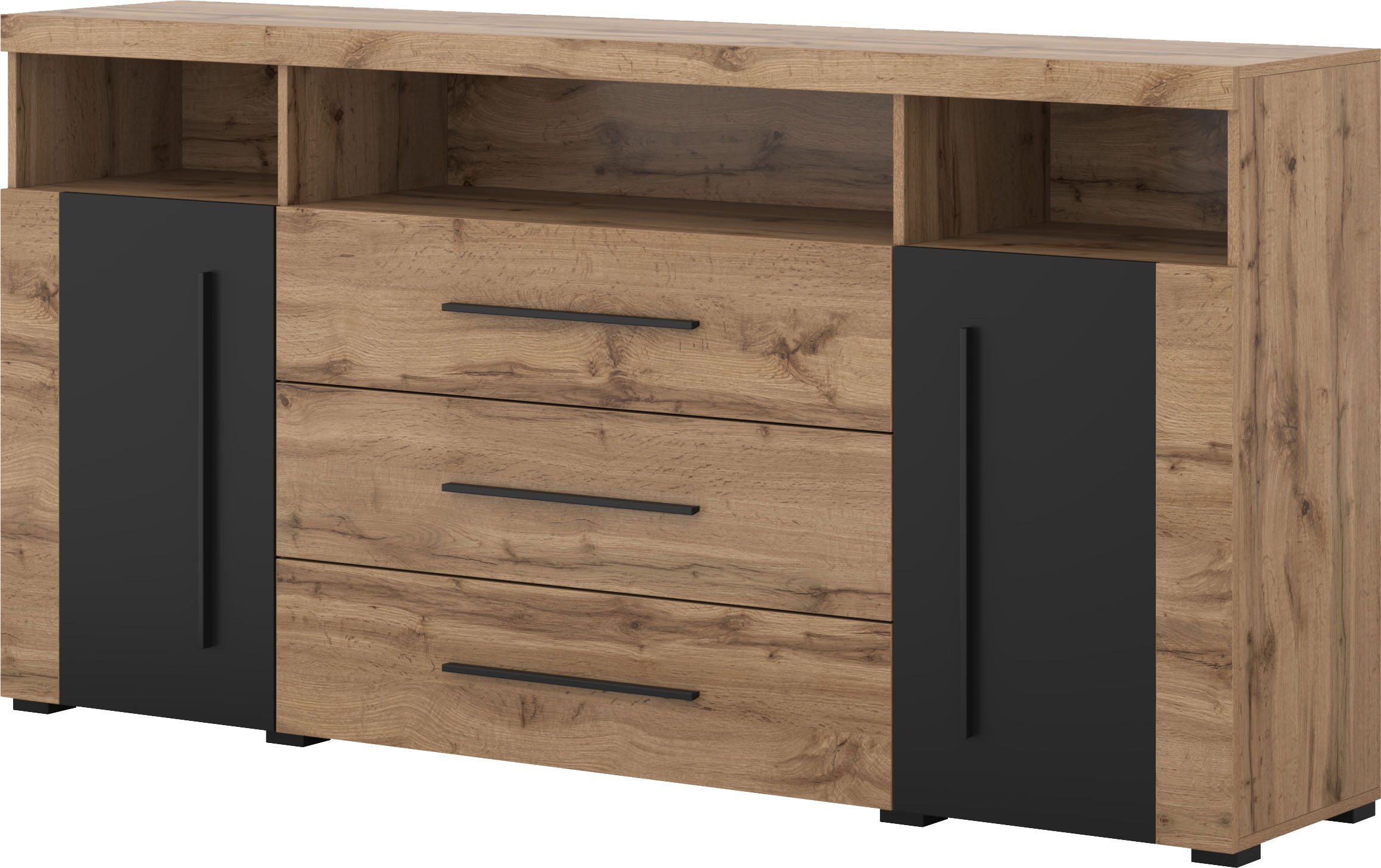 INOSIGN Sideboard "Roger,Breite 182cm, stilvolle Schrank, 2 Holztüren 3 Sch günstig online kaufen