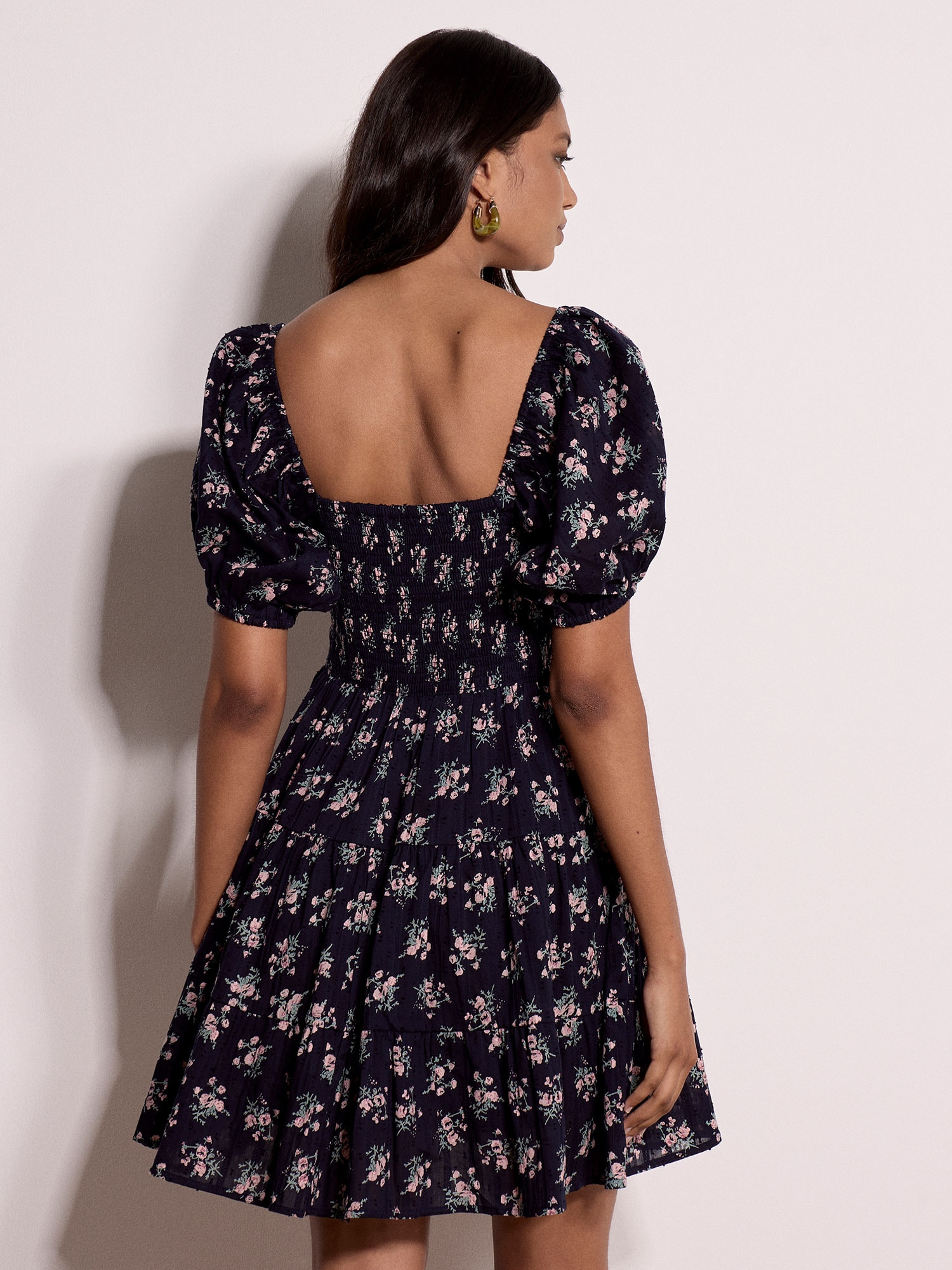 Apricot Minikleid »Geblümtes Mini-Kleid« aus Baumwoll-Dobby