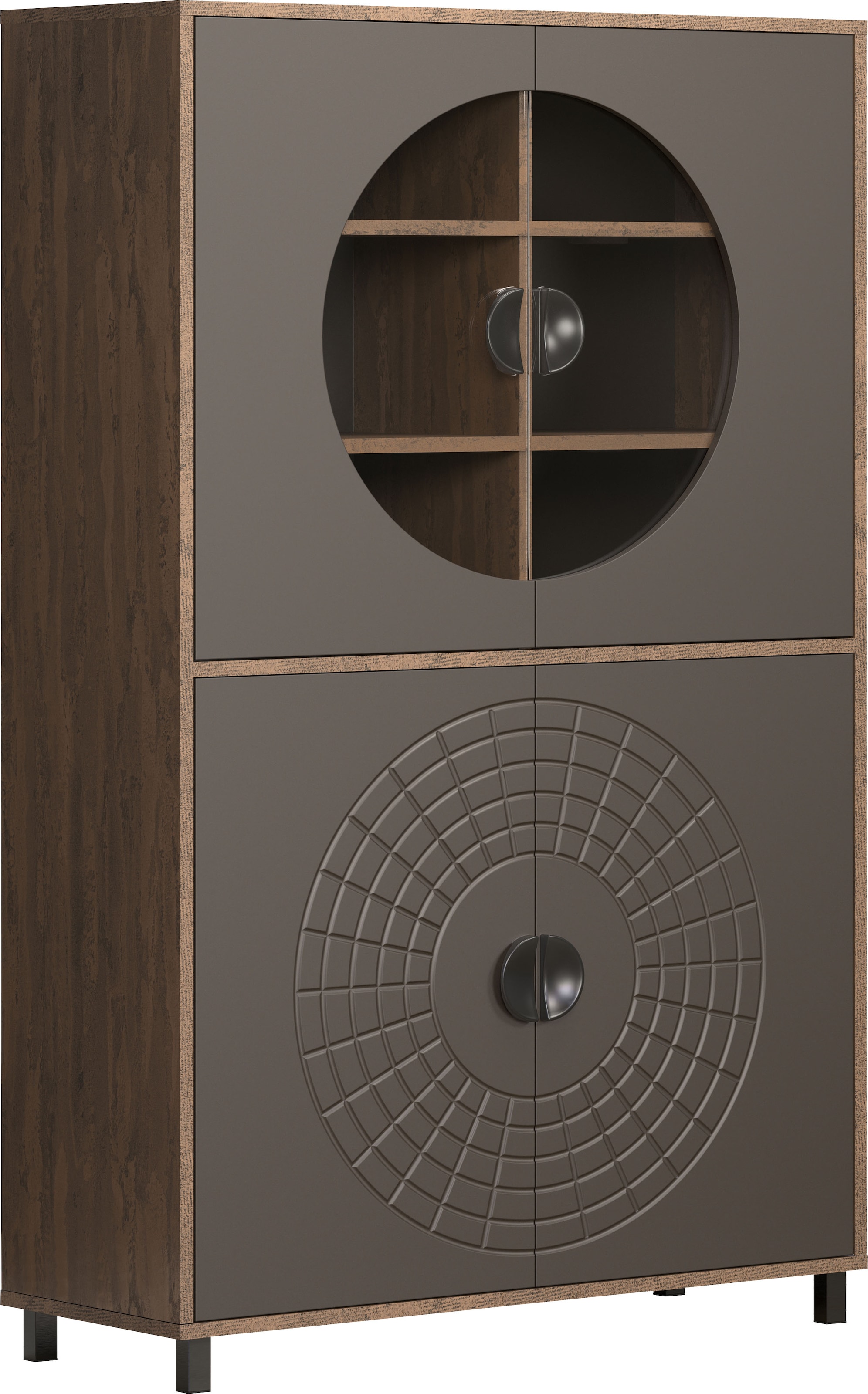 INOSIGN Hochkommode "Fusion" 1 Stk. tlg. Vitrine mit besonderem Kreismuster günstig online kaufen