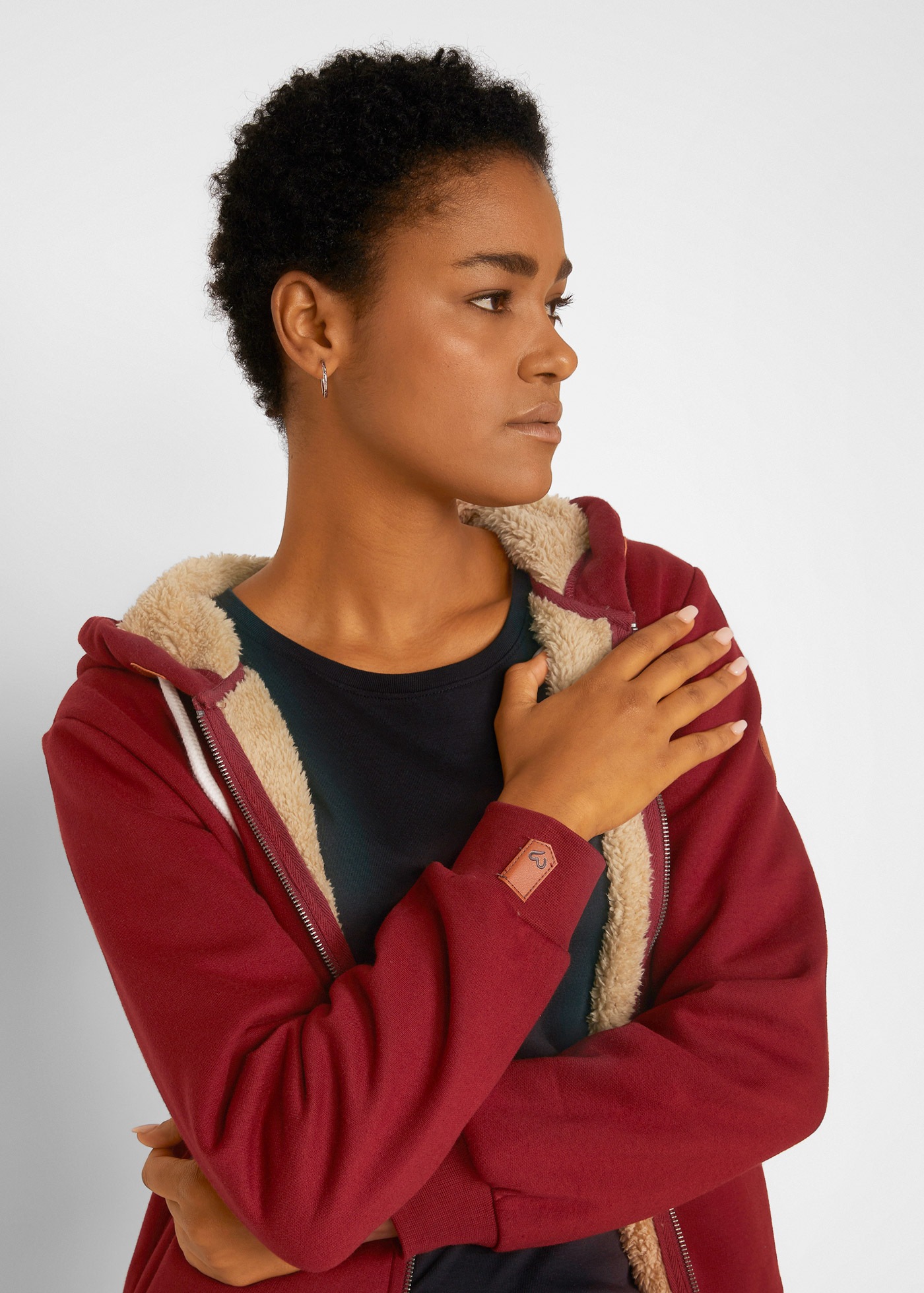 Thumbnail - bonprix Kapuzensweatjacke mit Kapuze, mit Teddyfutter, mit Reißverschluss, lockere Passform