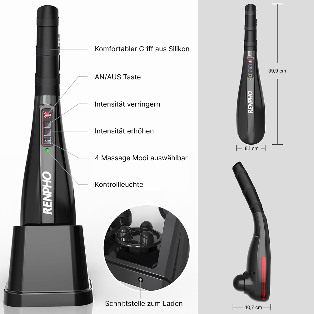 Renpho Massagegerät »Kabelloses tragbares Massagegerät« Tiefengewebsmassage zur Ganzkörperentspannung