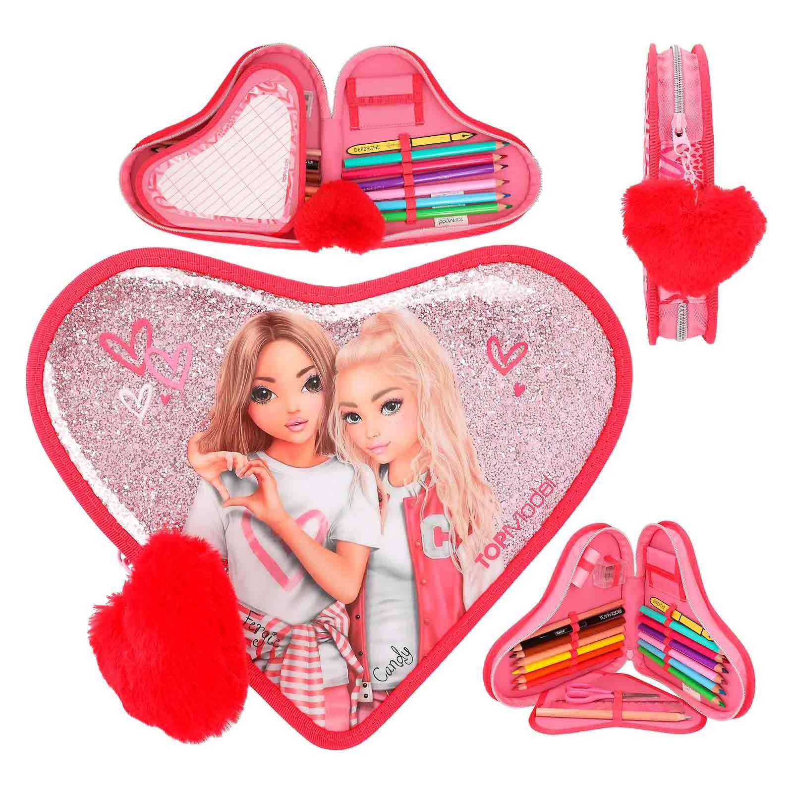 Depesche Buntstift »Herz-Federtasche mit Stifte TOPModel 25 x 20 cm pink«