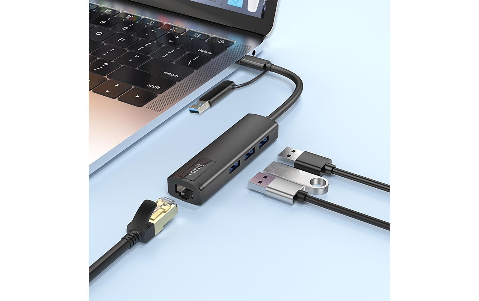 onit USB-Adapter »USB-Hub C/A – 3A1RJ45«