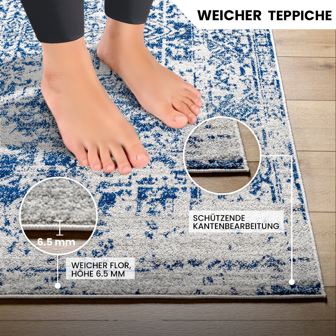 Livabliss Teppich »SYRACUSA«, rechteckig, 12 mm Höhe, Vintage Orientteppich, Kurzflor Boho Wohnzimmerteppich, Läufer