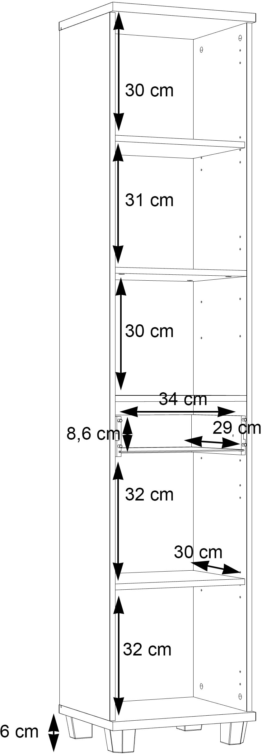 FORTE Hochschrank »Veris«, Hochschrank, Türanschlag wählbar, Metallgriffe, Stauraum