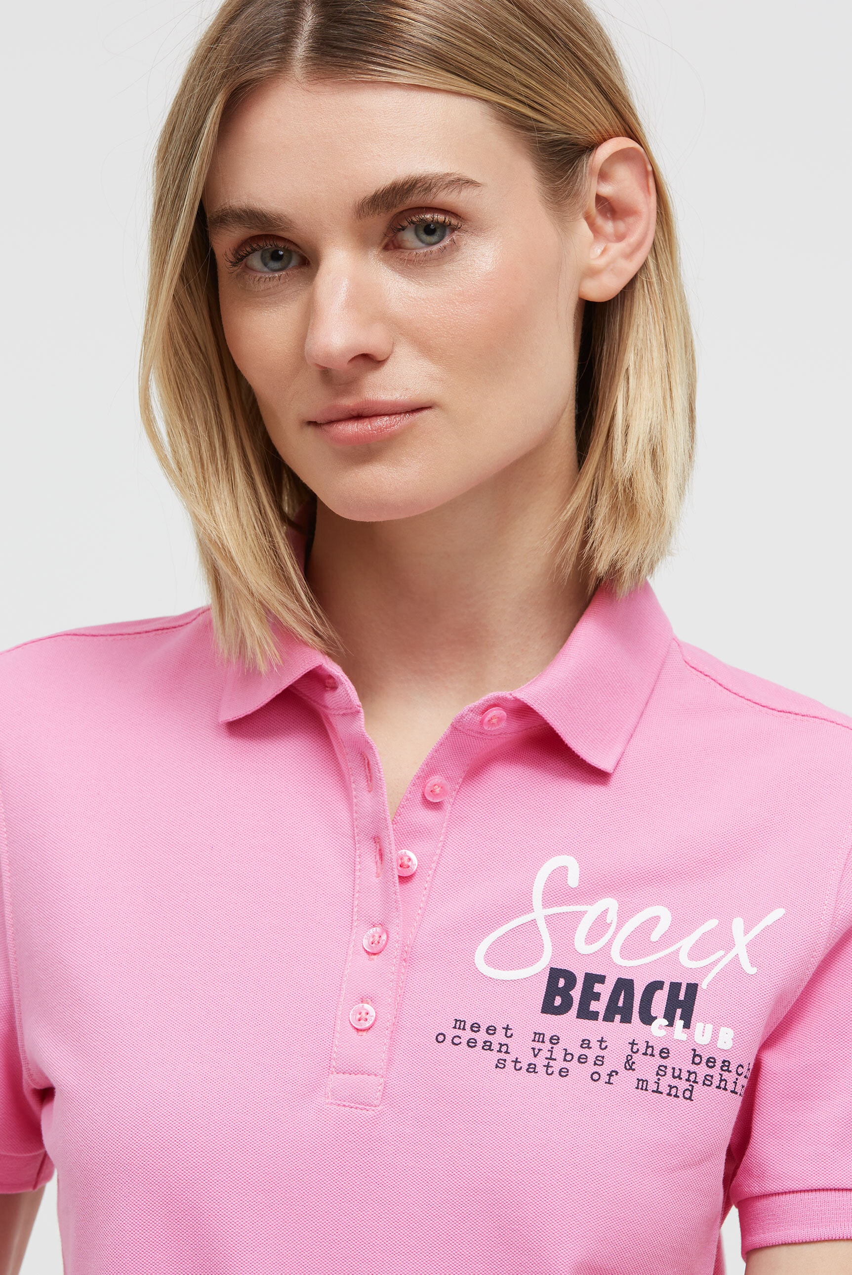 SOCCX Poloshirt mit Puff-Print