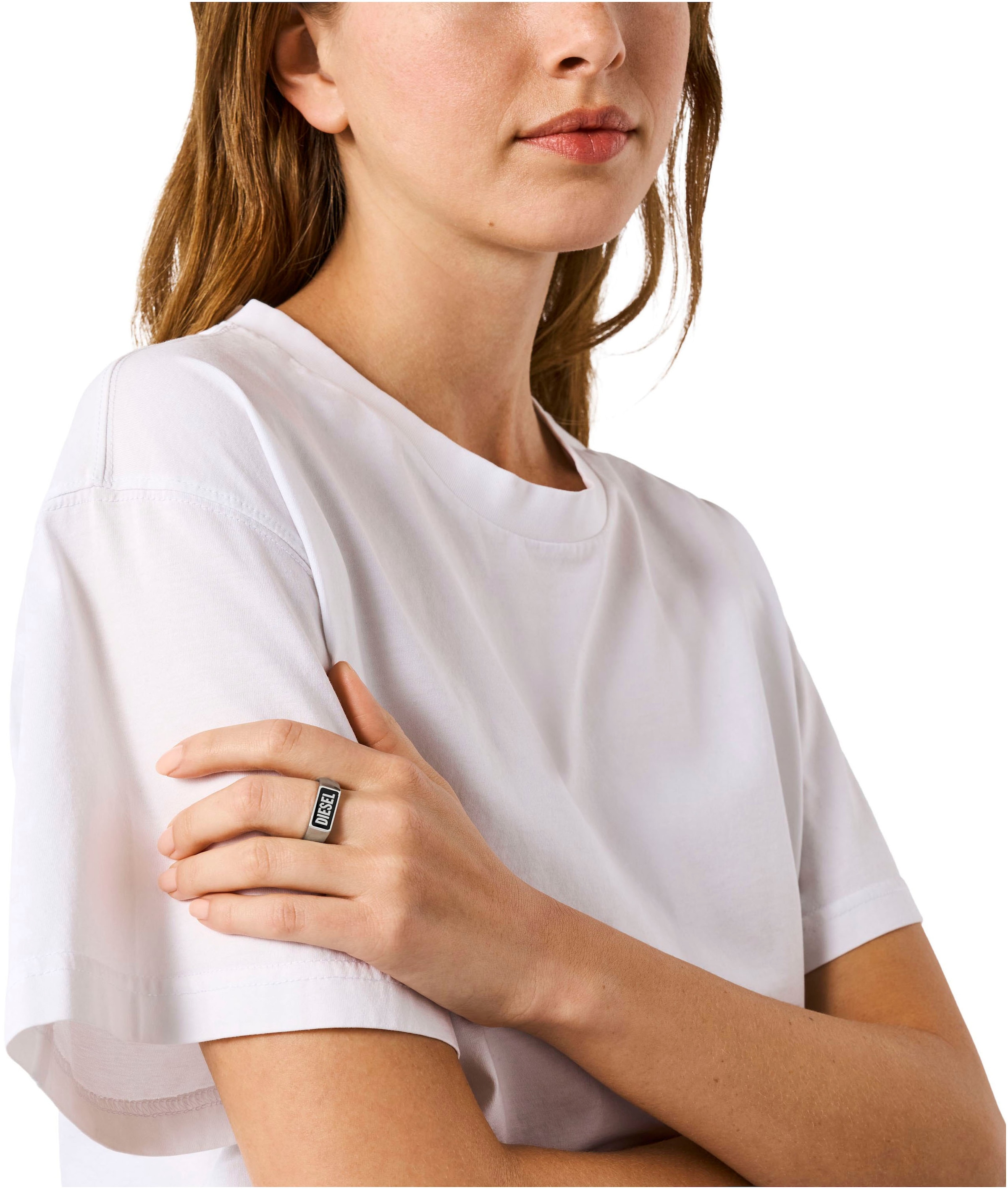 Diesel Fingerring »Schmuck Geschenk Edelstahl Siegelring Black Agate Signet, DX1512040«, mit Achat