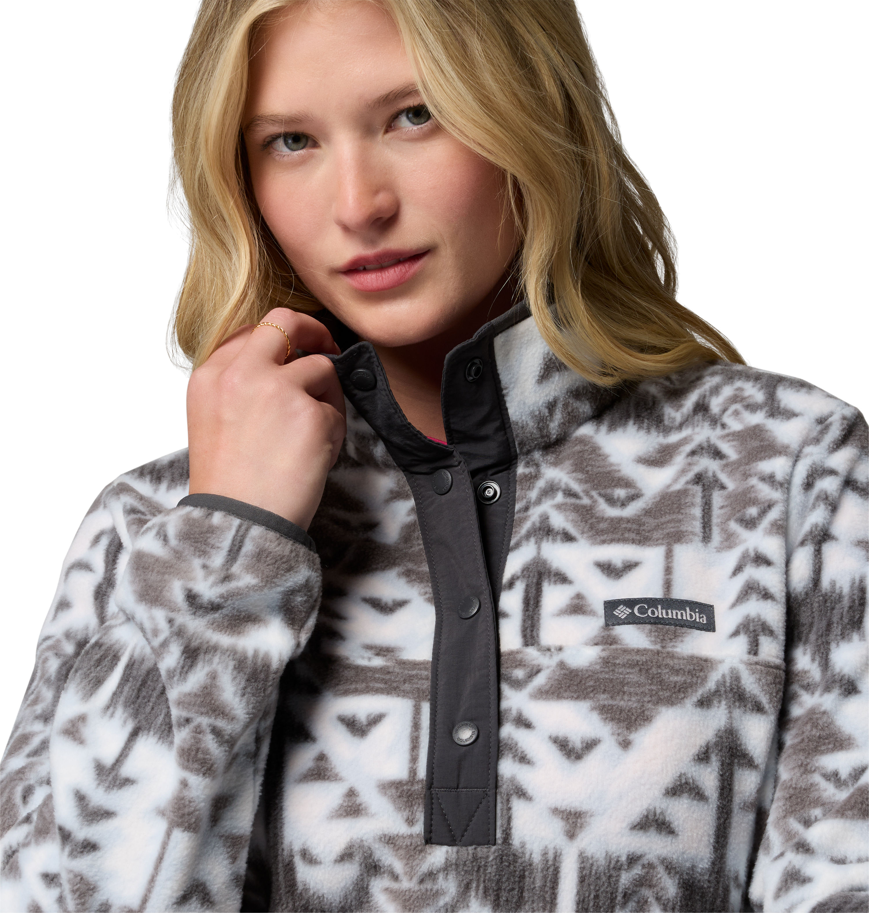 Columbia Fleecepullover "Benton Springs Printed 1/2 Snap", mit Halber Druckknopfverschluss, Langarm-Design, aus Nylon