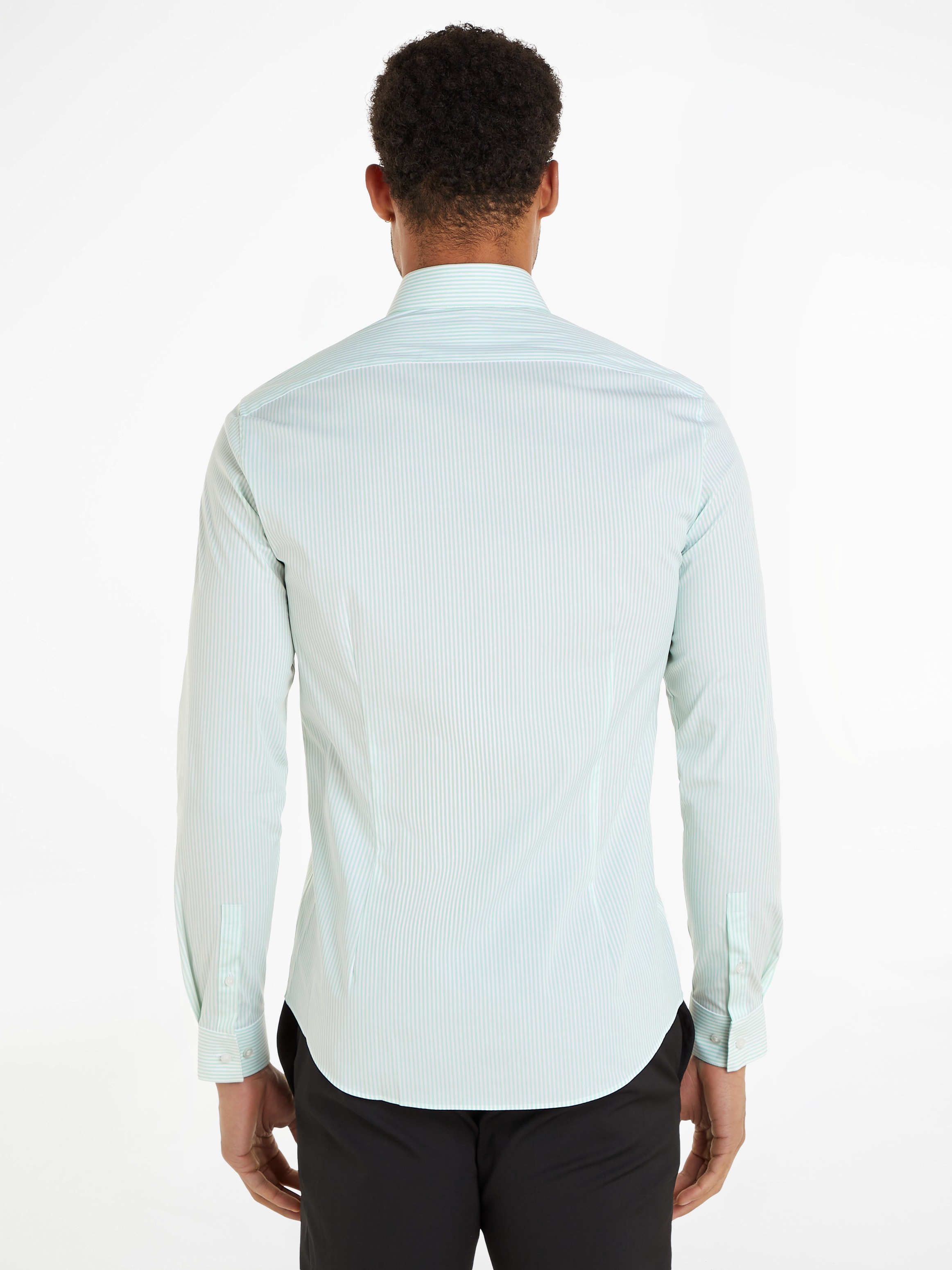Calvin Klein Langarmhemd »POPLIN STRIPE SLIM SHIRT« mit Logoprägung