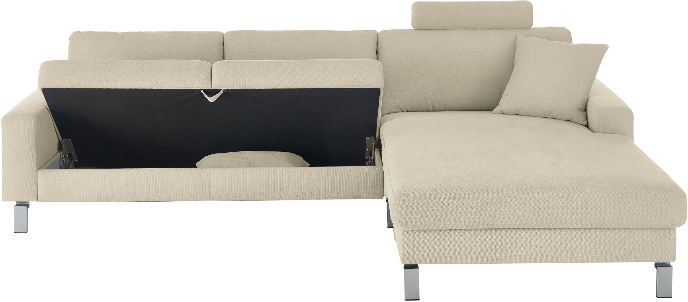 3C Candy Ecksofa »Lecce, wahlweise PUR-Schaumstoff oder Tonnentaschenfederkern« Bett im 2,5-Sitzer, teilmotorische Schlaffunktion im Longchair, L-Form
