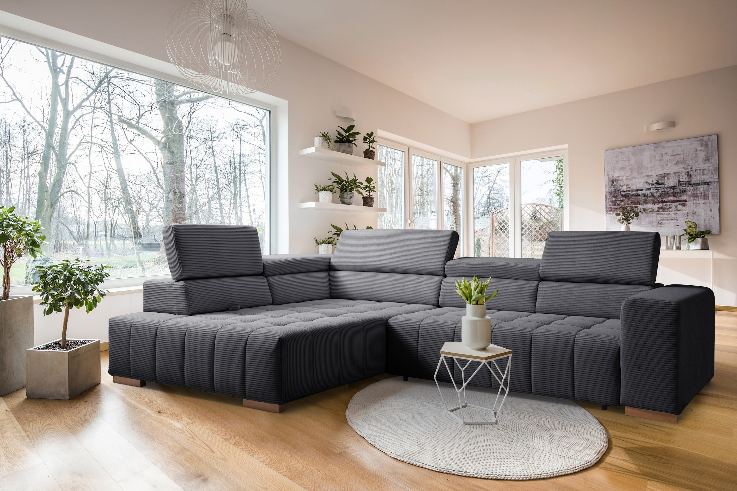 exxpo - sofa fashion Ecksofa "Elianos, hoher Sitzkomfort, aufwendige Kreuzs günstig online kaufen