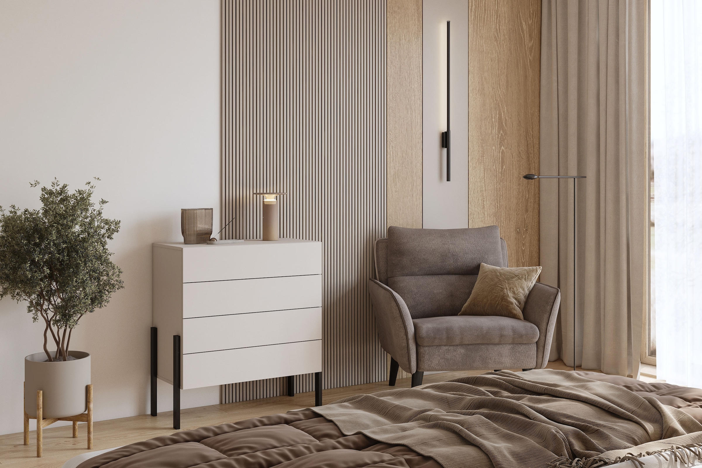 Home affaire Kommode »Jukon, Breite 84 cm, moderne grifflose Kommode«, Schubladenkommode mit 4 Schubkästen, push to open Funktion