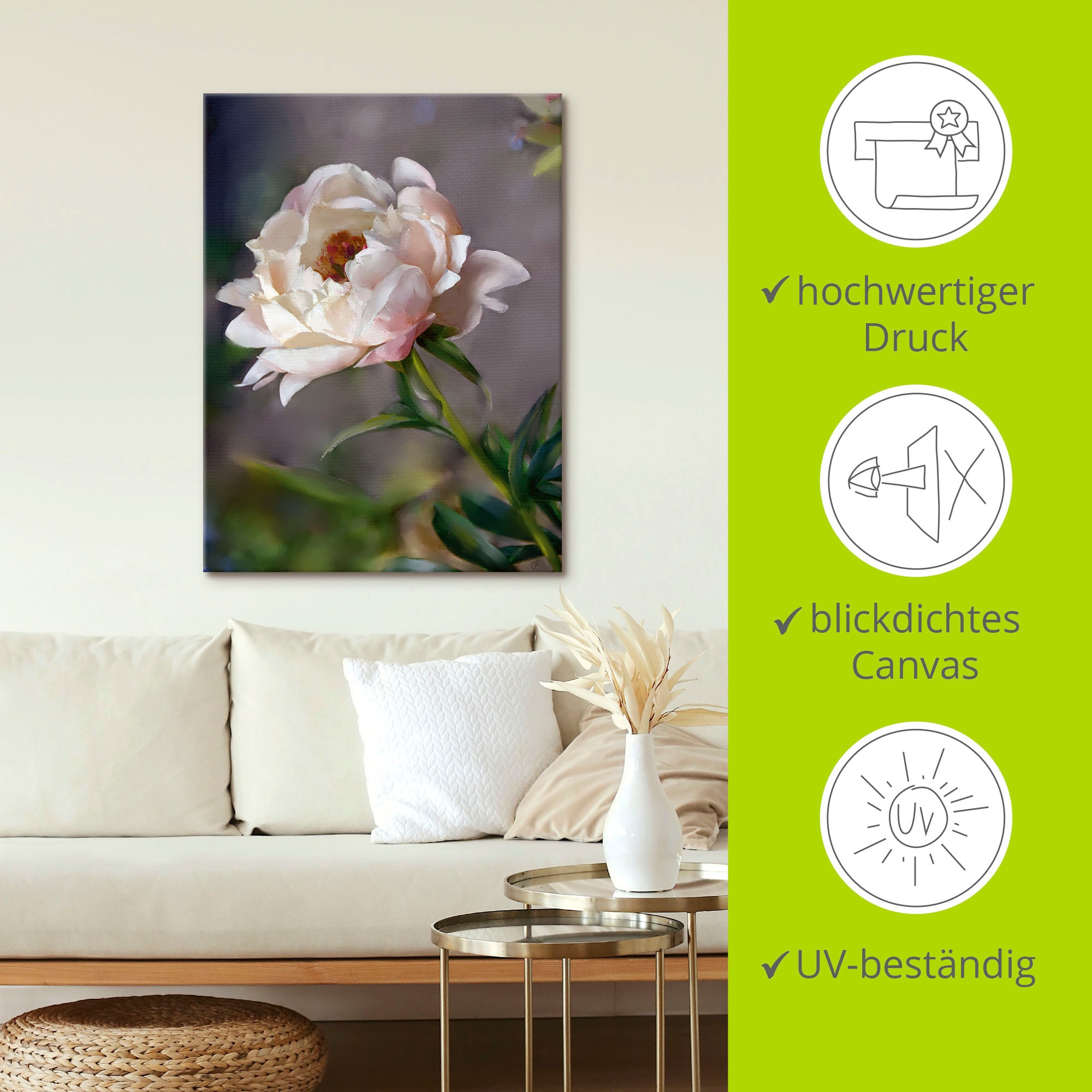 Artland Wandbild »Pfingstrose Vintage«, Blumenbilder, (1 St.), als Leinwandbild in verschied. Größen