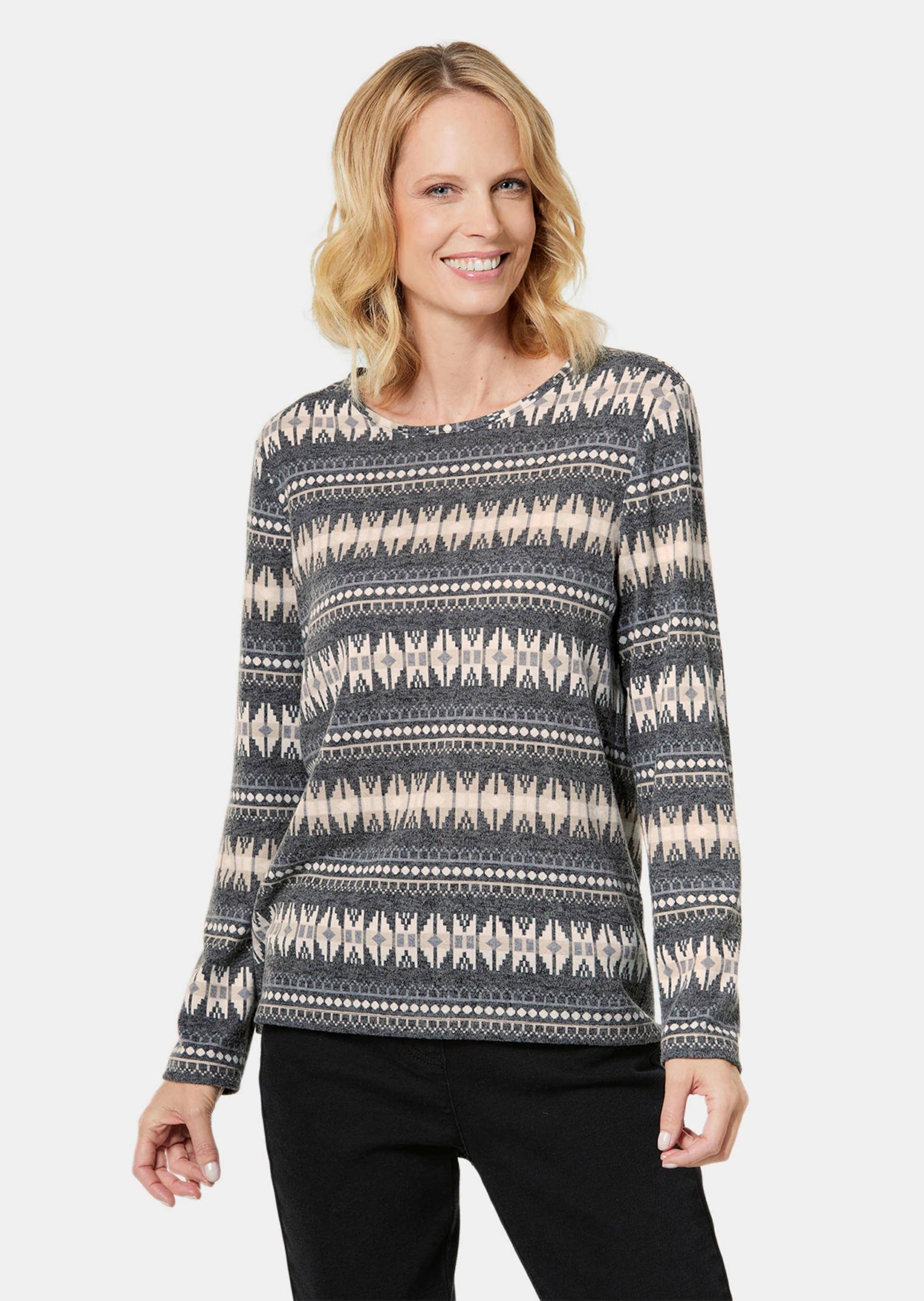 GOLDNER Longpullover »Shirt Kombistarkes Shirt aus flauschiger Ware«
