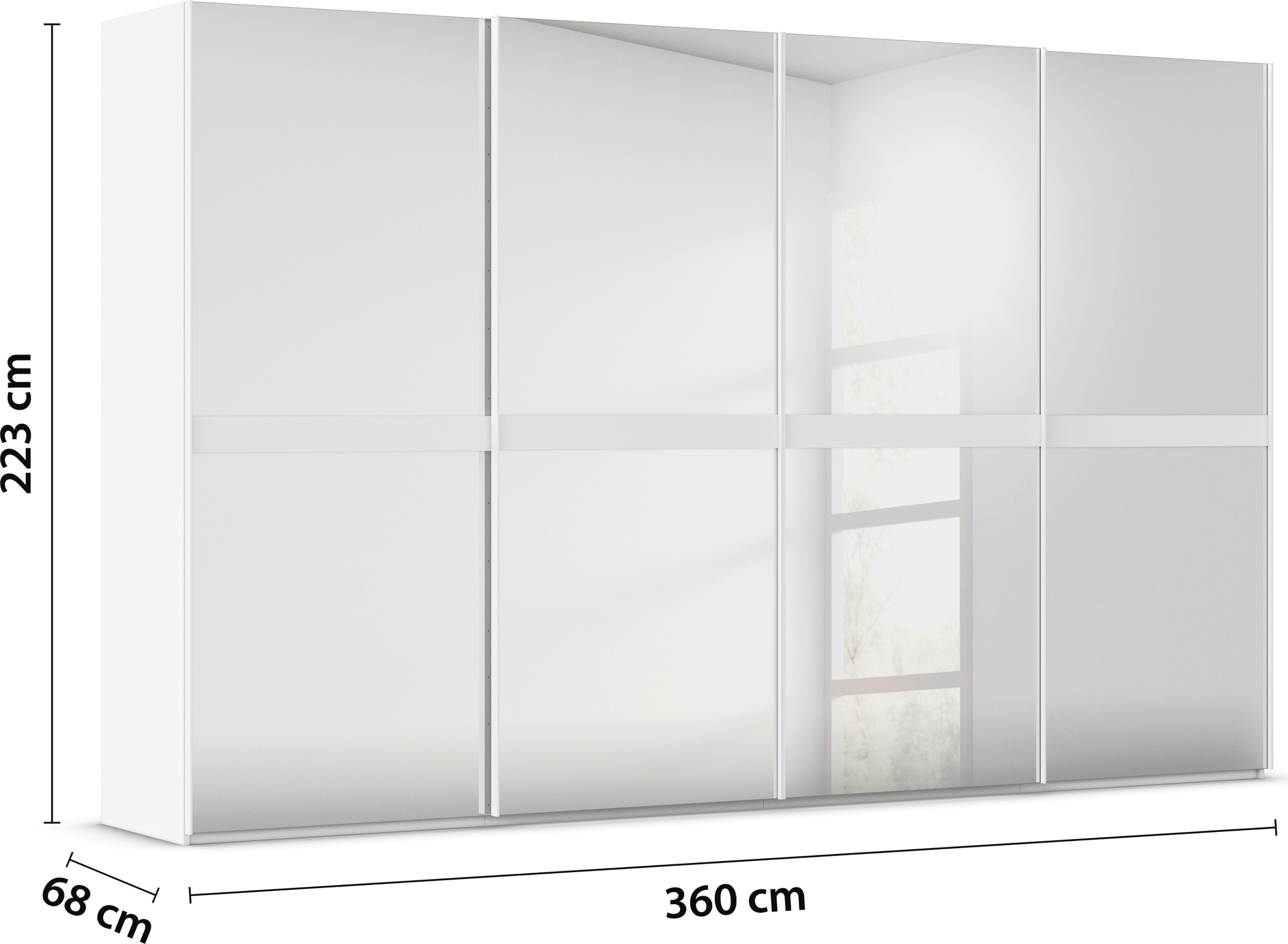 rauch Schwebetürenschrank »Kleiderschrank Schrank Garderobe Schlafzimmerschrank SCALE-LINE«, edle Optik mit Bauchbinde in Korpusfarbe Spiegelfront MADE IN GERMANY