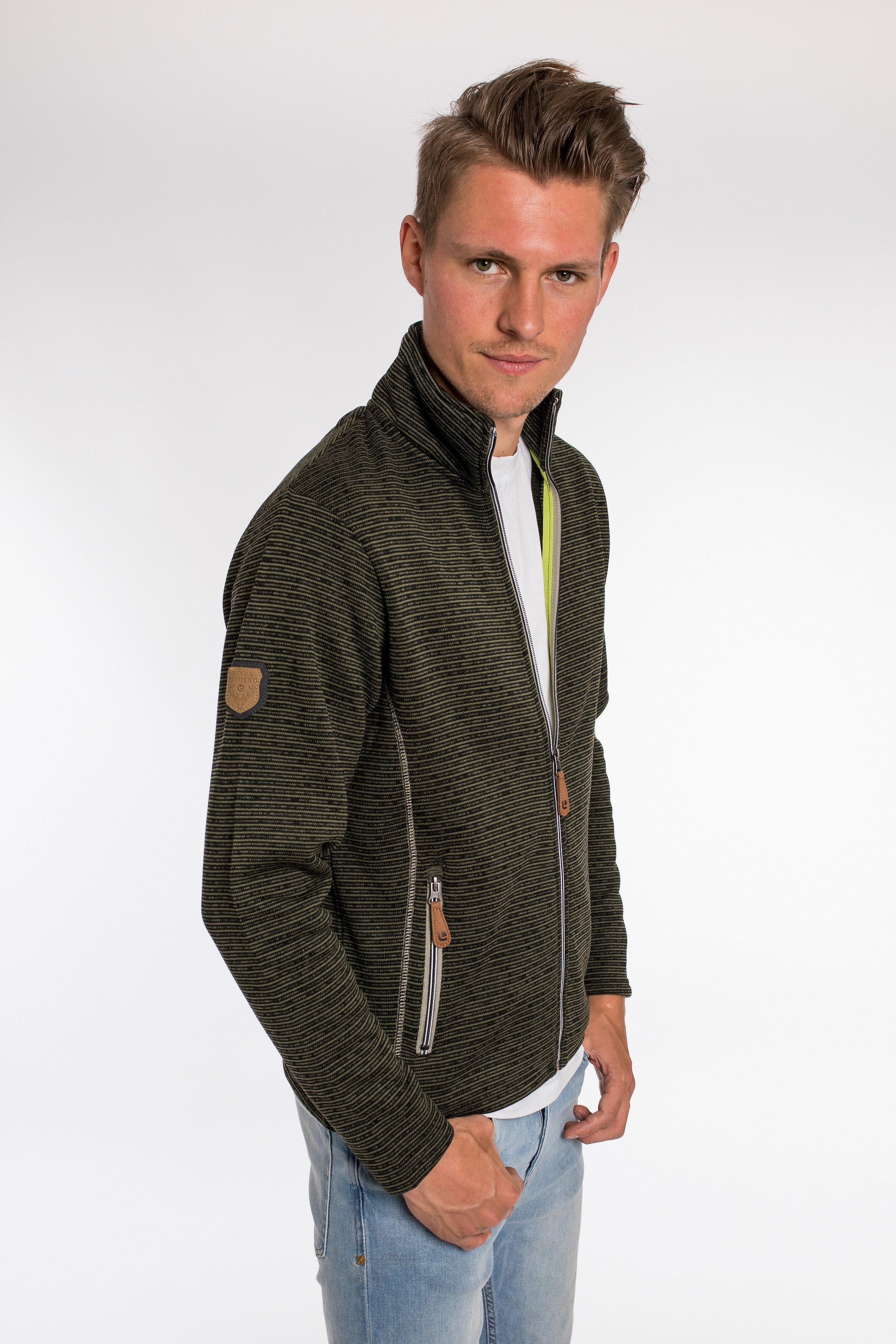 DEPROC Active Strickfleecejacke »LACEWOOD MEN«, Kontrastreissverschluss