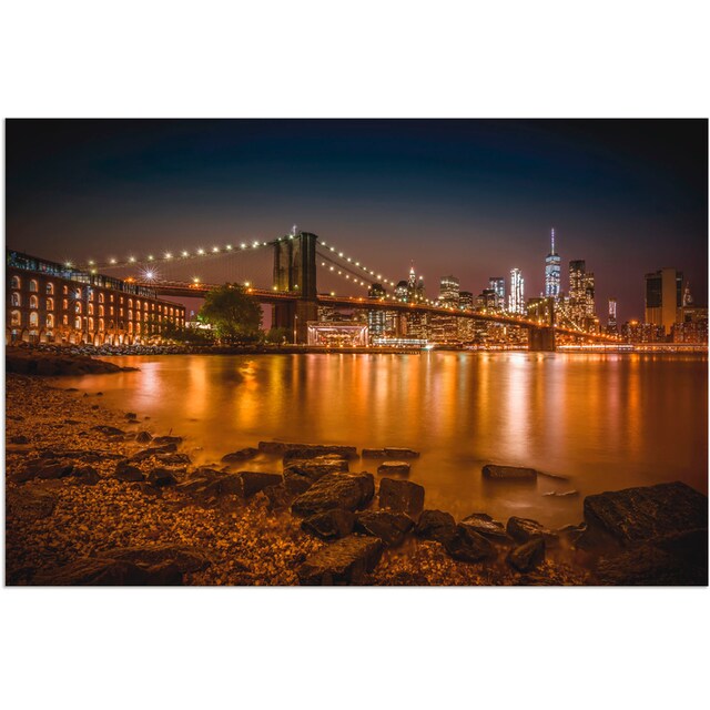 Artland Wandbild »Manhattan Skyline & Brroklyn Bridge«, Amerika, (1 St.),  als Alubild, Leinwandbild, Wandaufkleber oder Poster in versch. Größen  bestellen | BAUR