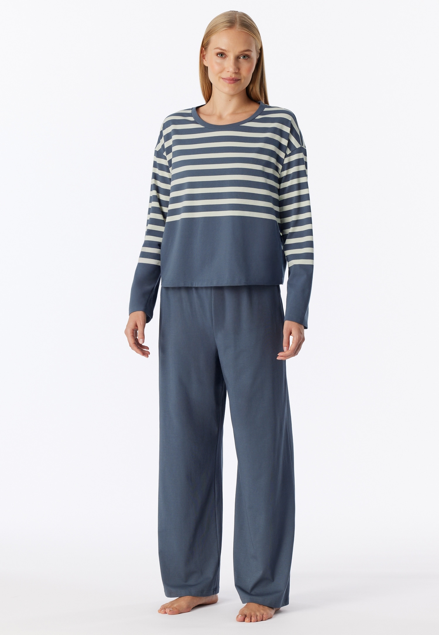 Schiesser Schlafanzug »Casual Nightwear« mit seitlichen Taschen, Rundhalsausschnitt