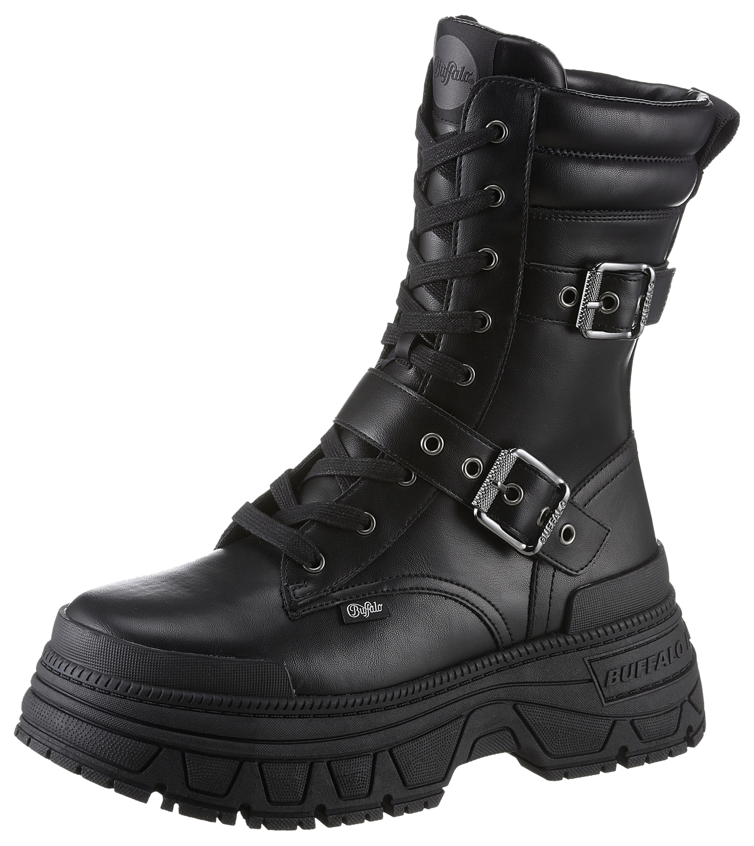 Buffalo Bikerboots FUSION LACE UP BIKER Schnurboots Stiefelette mit chunky Laufsohle bestellen BAUR