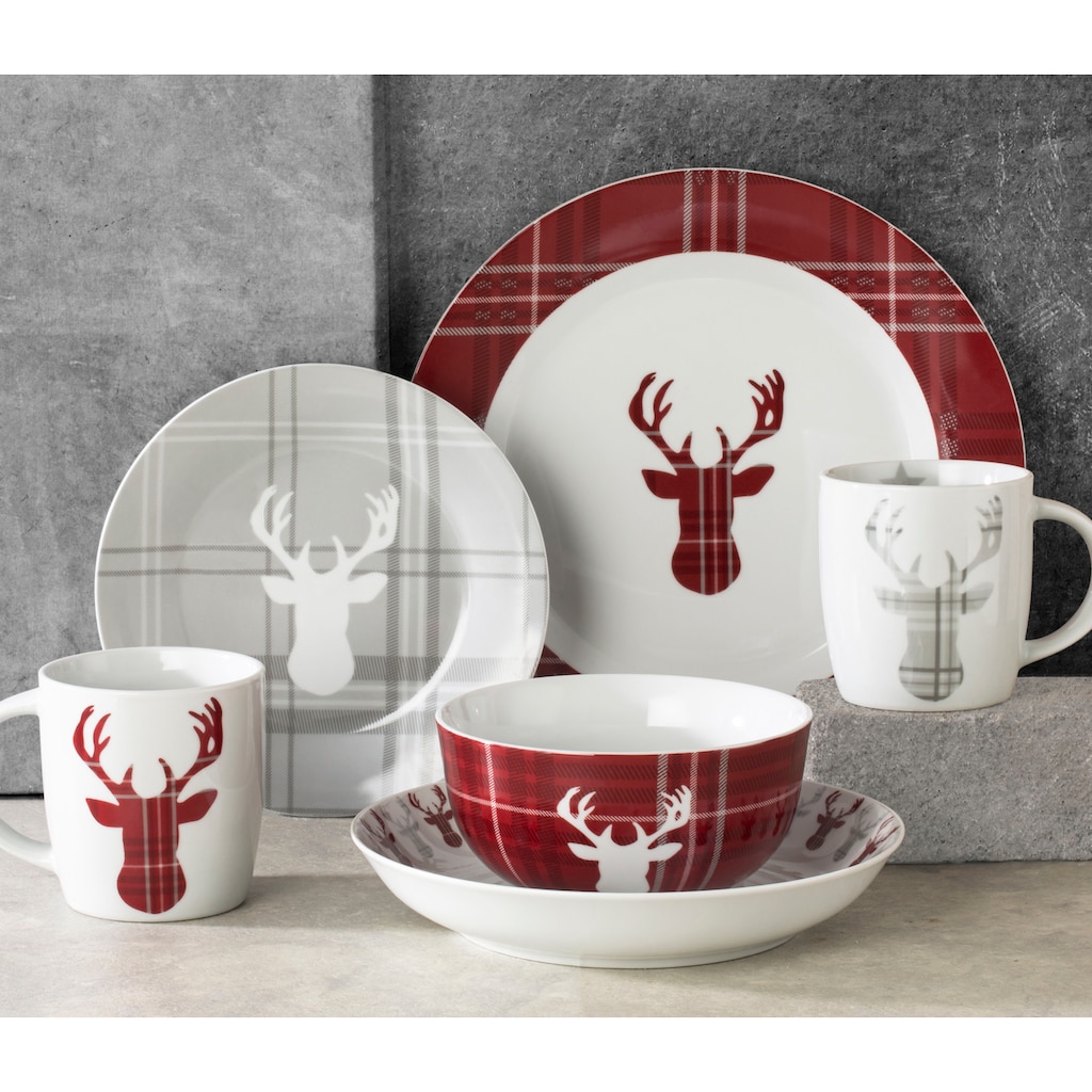 Retsch Arzberg Kombiservice »Geschirr-Set, Service HIGHLAND STAG, Winter, Advent, Weihnachten«, (Set, 30 tlg.)