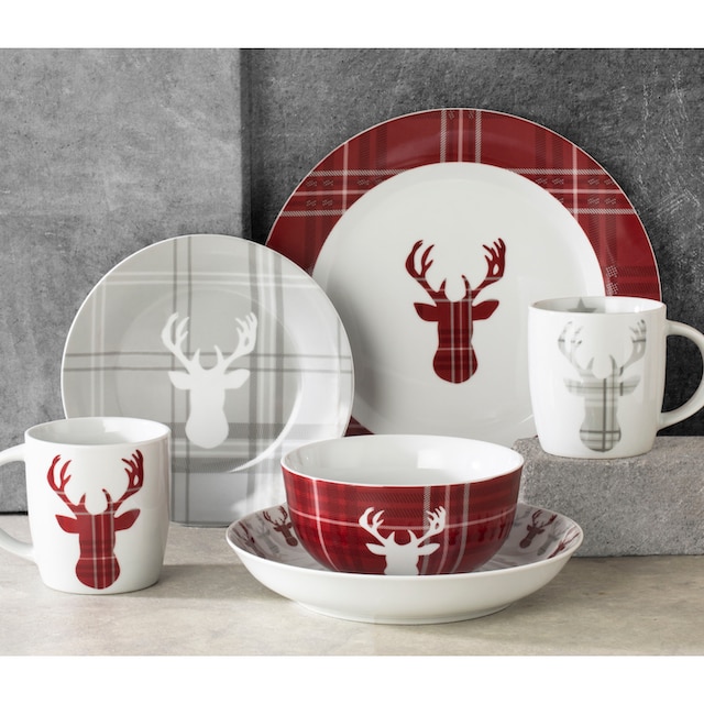 Weihnachten«, Kombiservice BAUR Retsch für tlg.), STAG, trifft »Geschirr-Set, Personen HIGHLAND Hirsch Advent, (Set, Winter, Teile, 30 30 Service 6 | Arzberg Schottenkaro,