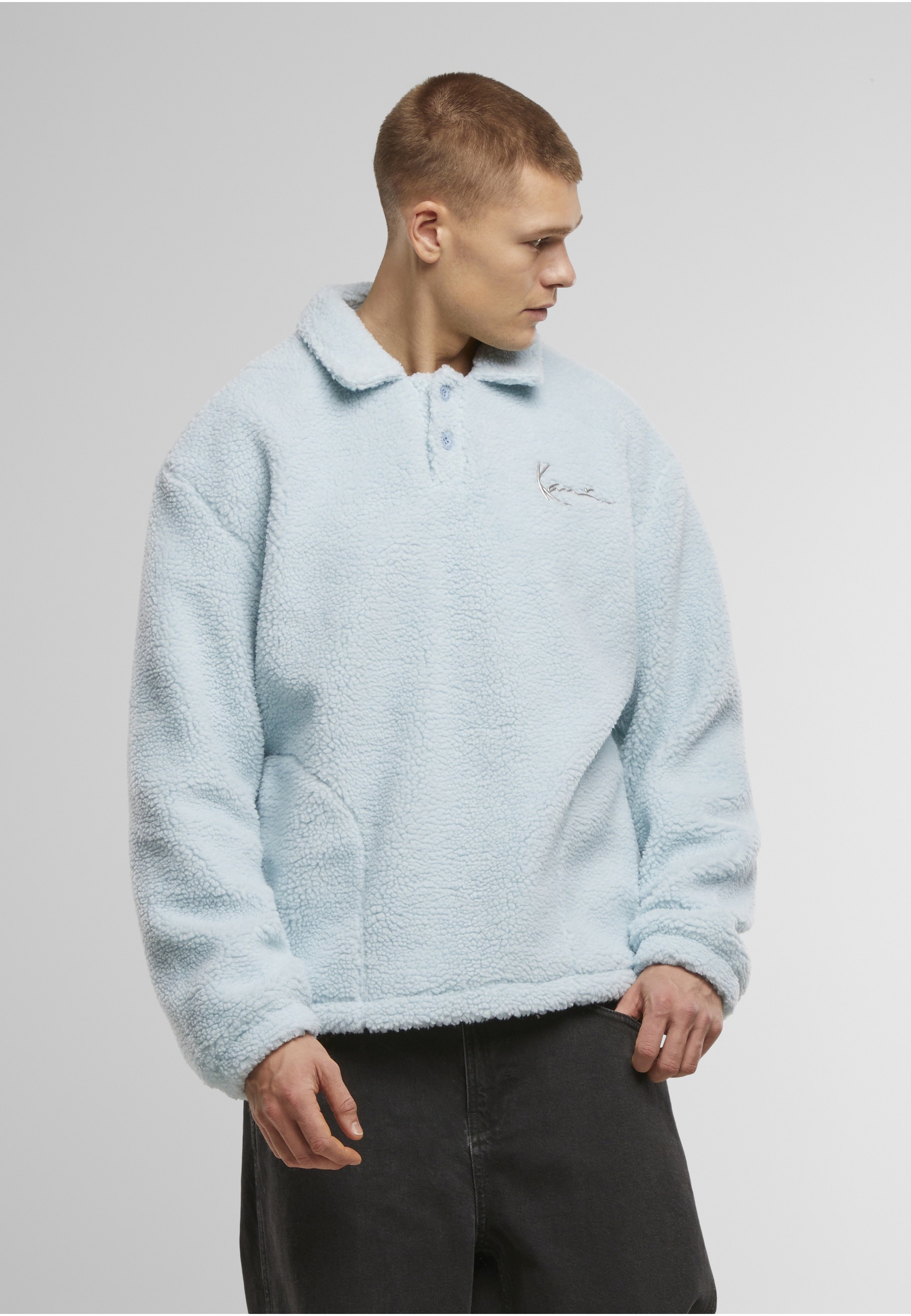 Karl Kani Polo à Manches Longues Metal Signature Teddy Blue XL Homme 2