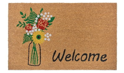 Fußmatte »Welcome & Flowers«, rechteckig, Kokos, Schmutzfangmatte, Outdoor,...