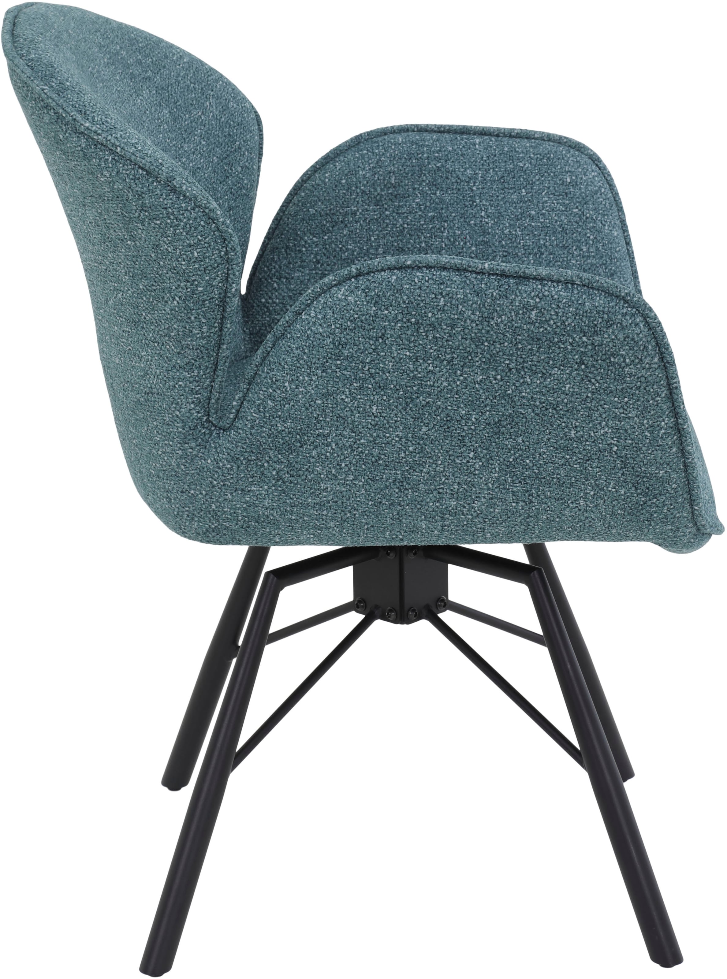 HELA 4-Fußstuhl »BRISTOL, Armlehnen Stuhl, Sessel, Esszimmerstuhl«, (Set), 2 St., Microfaser-Bouclé, 360° drehbar mit Auto-Return,gepolstert,Boucléoptik,Armlehnen