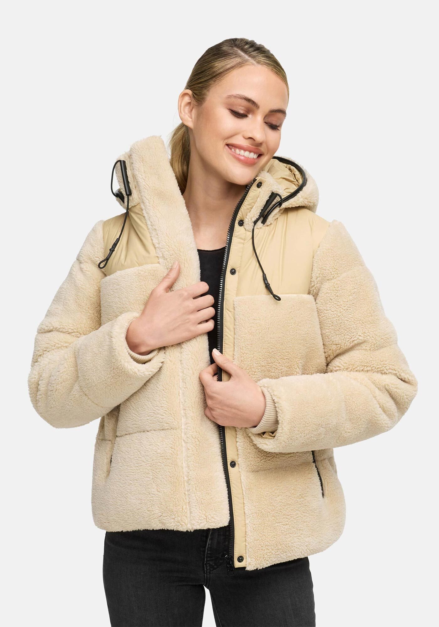 Marikoo Winterjacke "Kaguraa" warme Teddyfell Sherpa Jacke günstig online kaufen