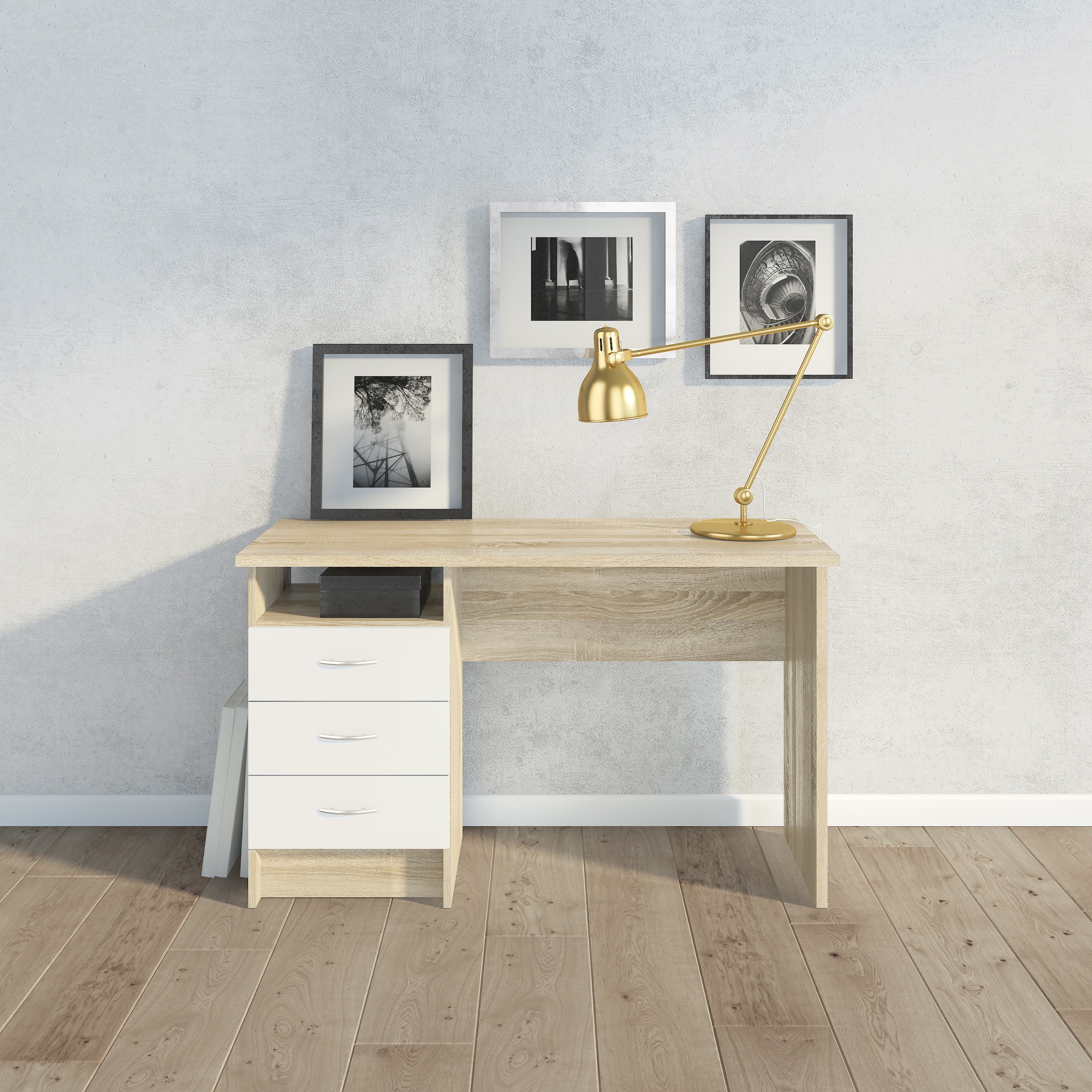 INOSIGN Schreibtisch »Function Plus, Arbeitstisch, Bürotisch«, Computertisch mit 3 Schubladen, Breite 120 cm, Tiefe 48 cm