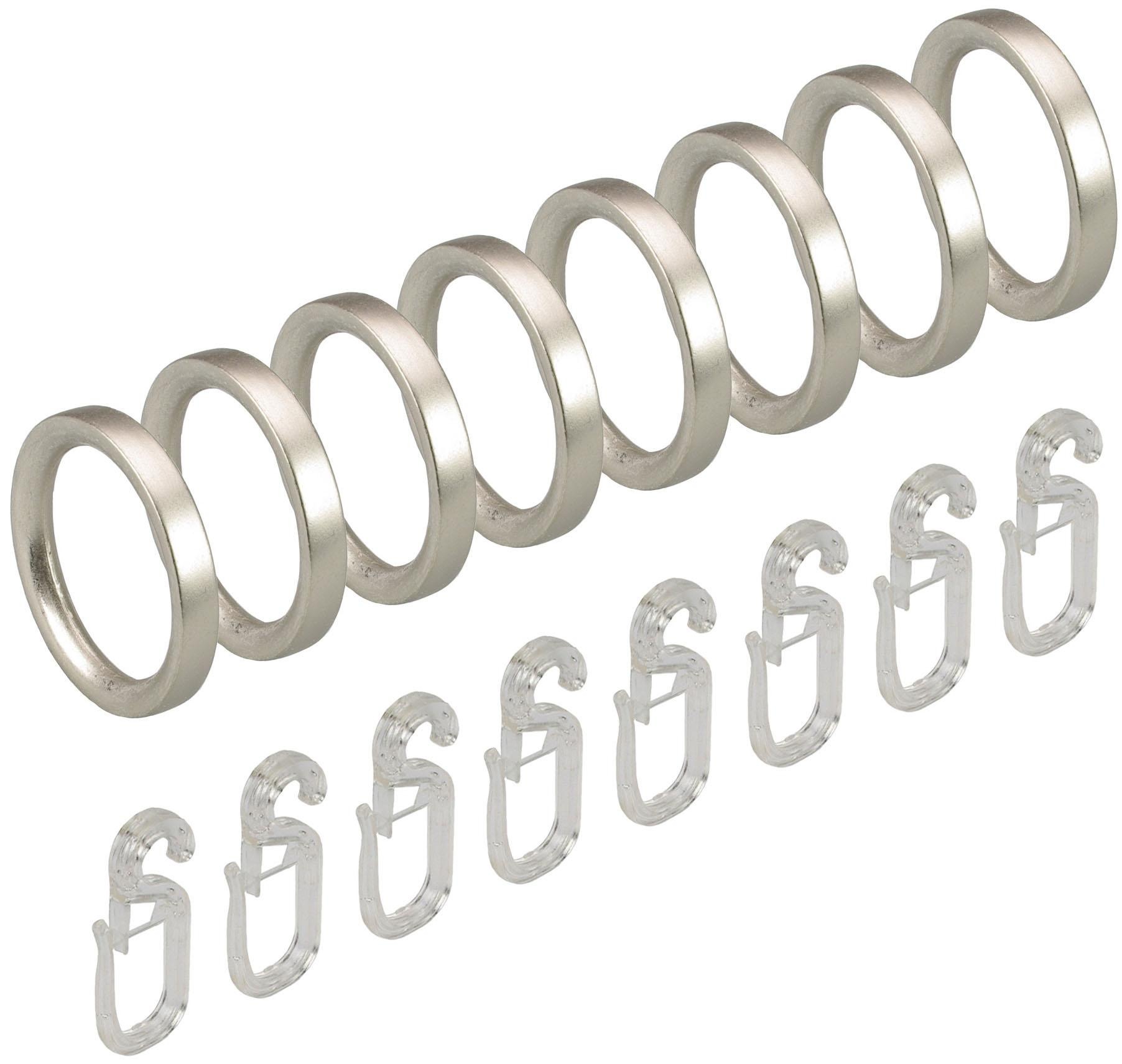 Gardinenring, (Set, 8 St., mit Faltenlegehaken), für Gardinenstangen Ø 16 mm