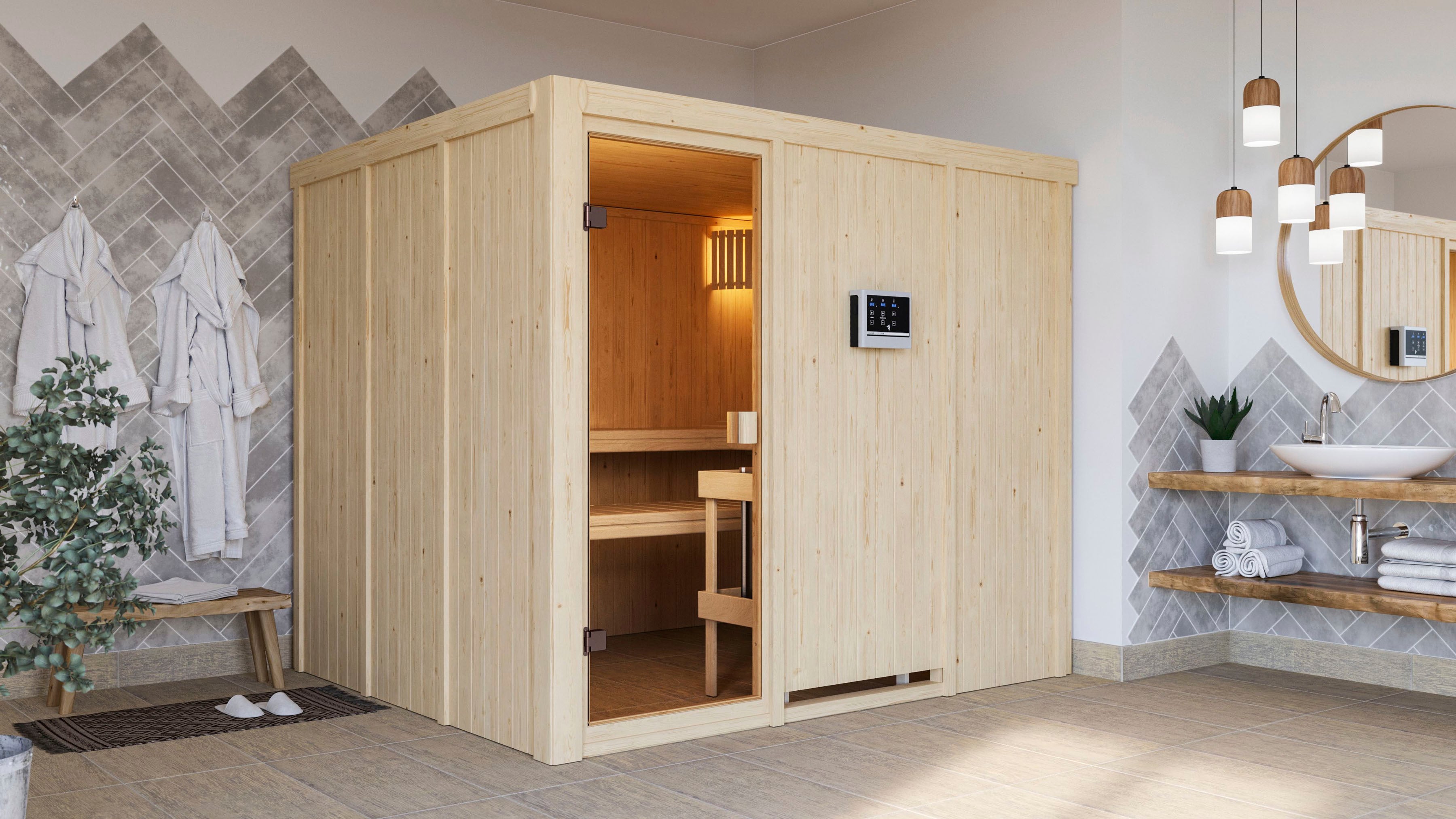 Karibu Sauna "Nybro" Ofen 9 KW externe Strg easy
